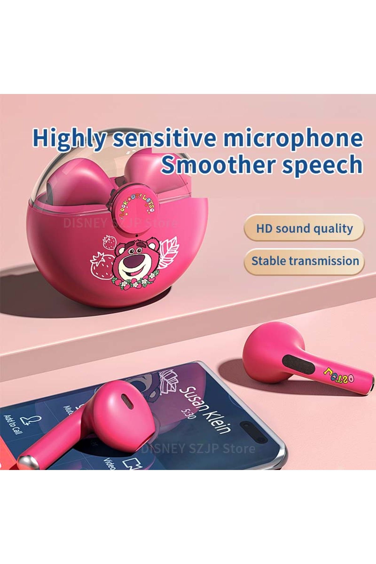 Choice-New Disney Q50 Stitch Angel Wireless Bluetooth 5.3 Earphones HiFi Surround Sound Headset Smart To... 6