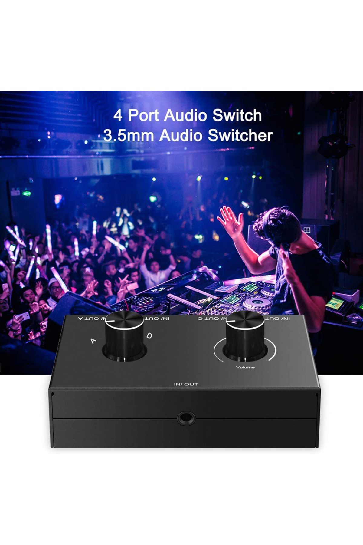 Choice-4 Way 3.5mm Jack Audio Switcher Stereo Bi-Directional Audio Switch Splitter Box 4 In 1 Out / 4 In... 3