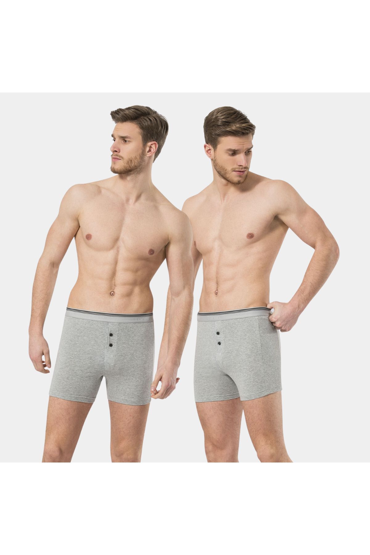 TÜREN Türen Erkek Likralı Düğmeli Boxer (2'li Paket) 135/Gri