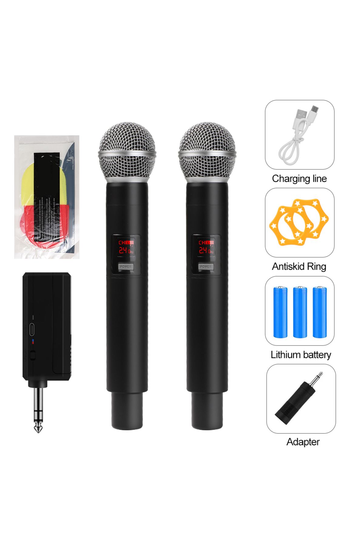 Choice-ميكروفون لاسلكي 1 إلى 2 بتردد ثابت UHF مزود بقناتين وميكرفون محمول باليد لحفلات الكاريوكي 1