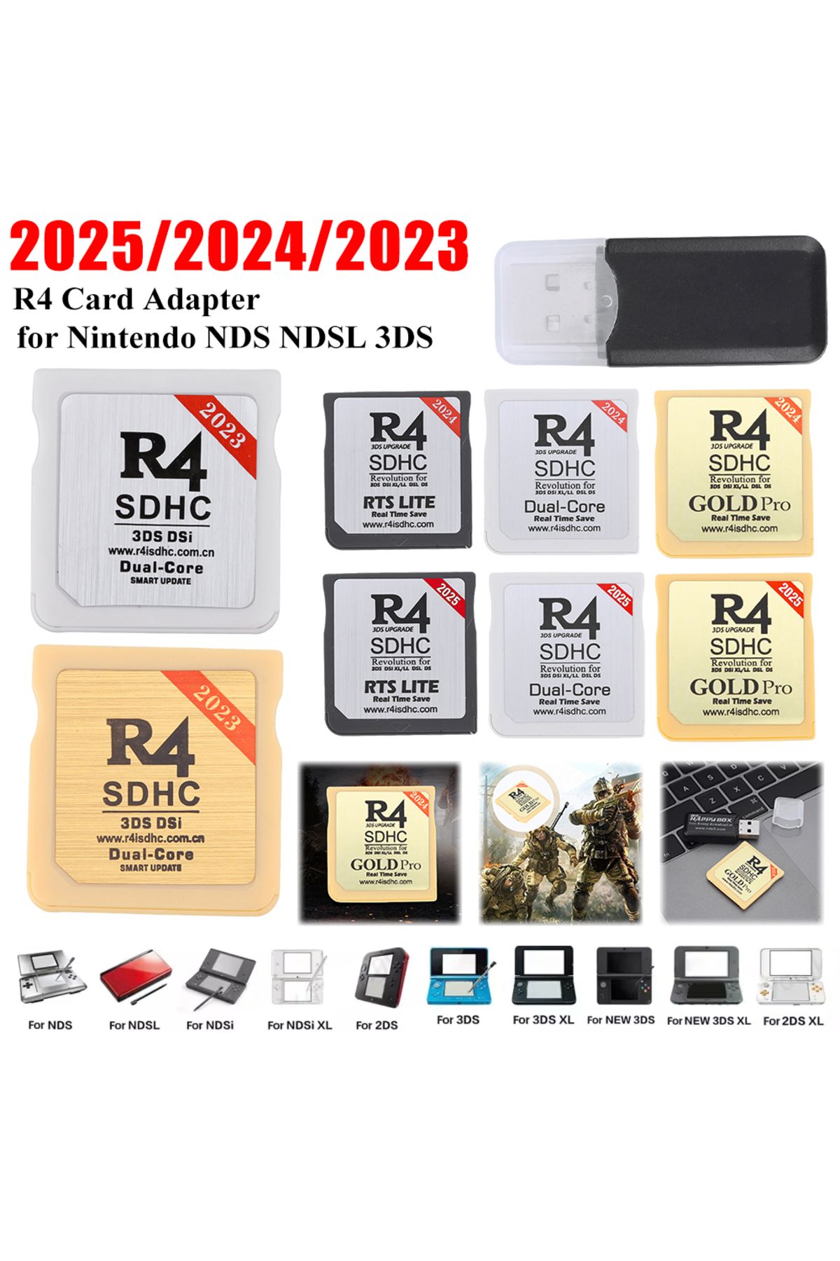 ALLOYSEED-2025 R4 SDHC Adapter Secure Digital Memory Card Burning Card Game Card Flashcard For 3DS DSI XL/L... 2