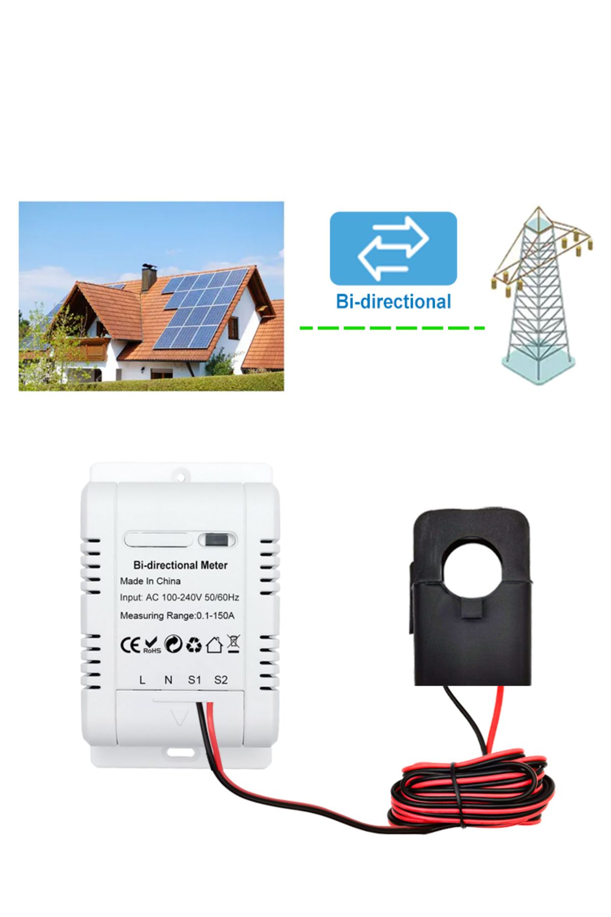 Choice-Tuya Smart Bi Directional WiFi Energy Meter 150A Clamp Current Sensor Transformer Solar PV Two Wa... 7