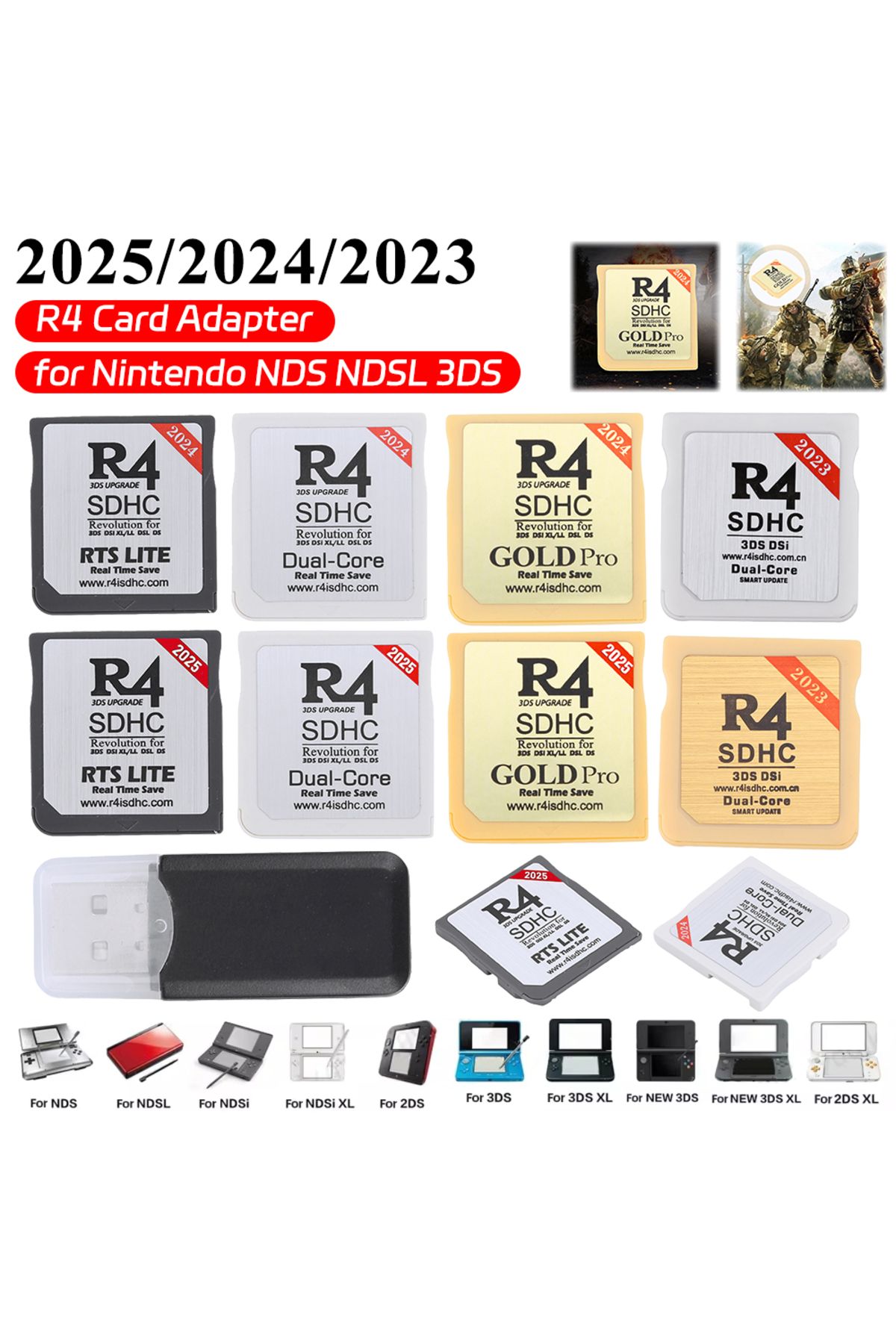 ALLOYSEED-2025 R4 SDHC Adapter Secure Digital Memory Card Burning Card Game Card Flashcard For 3DS DSI XL/L... 3