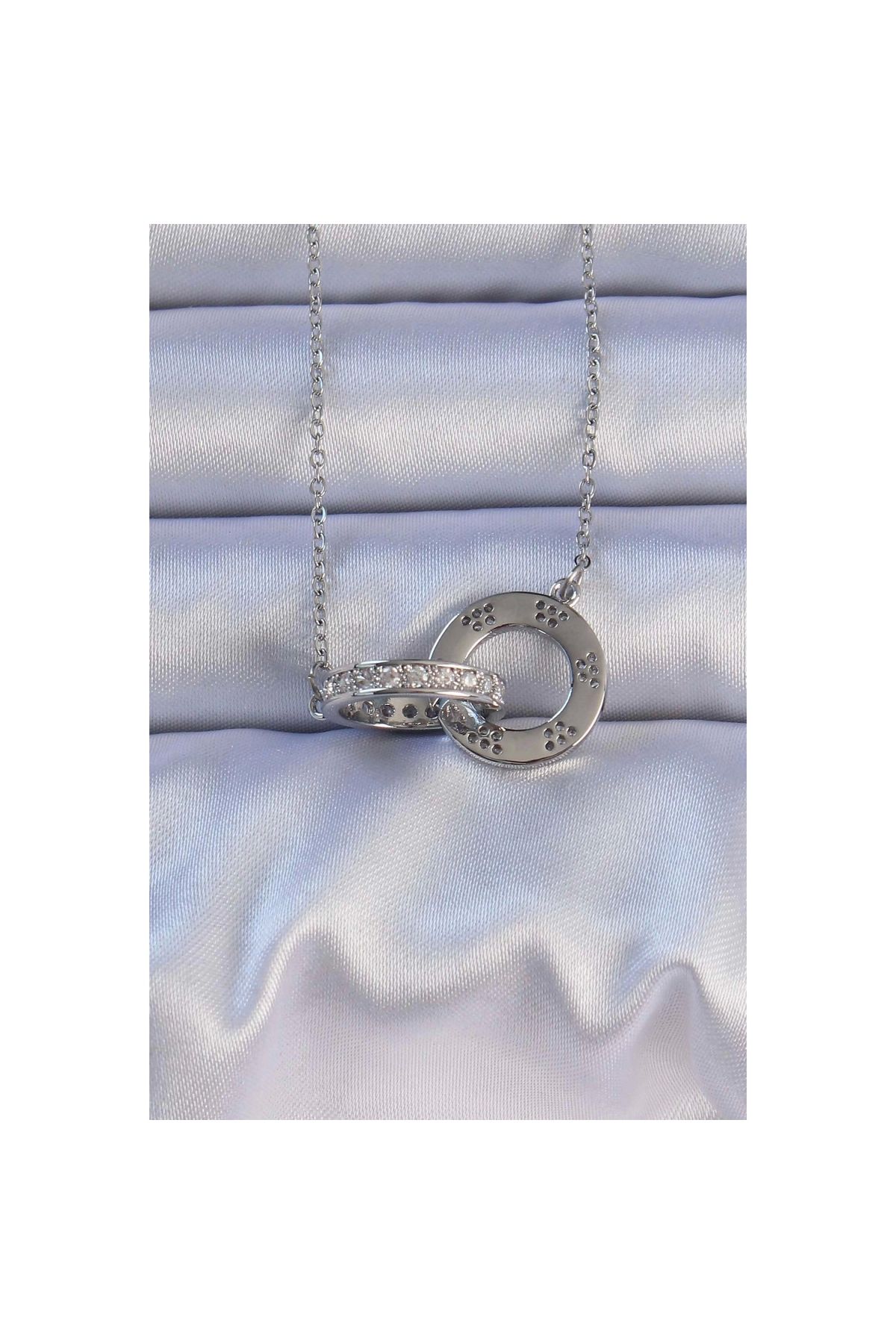 Narnuga 316L Çelik Gümüş Renk Zirkon Taşlı Cartier Kolye - TJ-BKO9200
