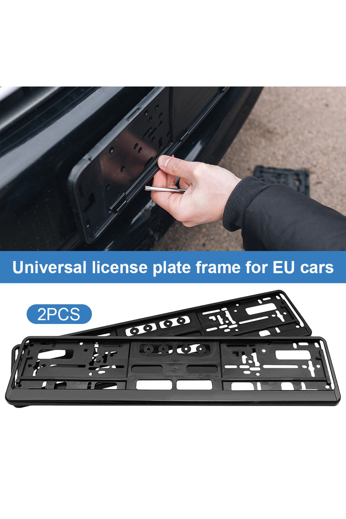 Choice-2Pcs Number Plate Holder Black License Plate Holder Mount EU Standard License Plate Frame Cover A... 6