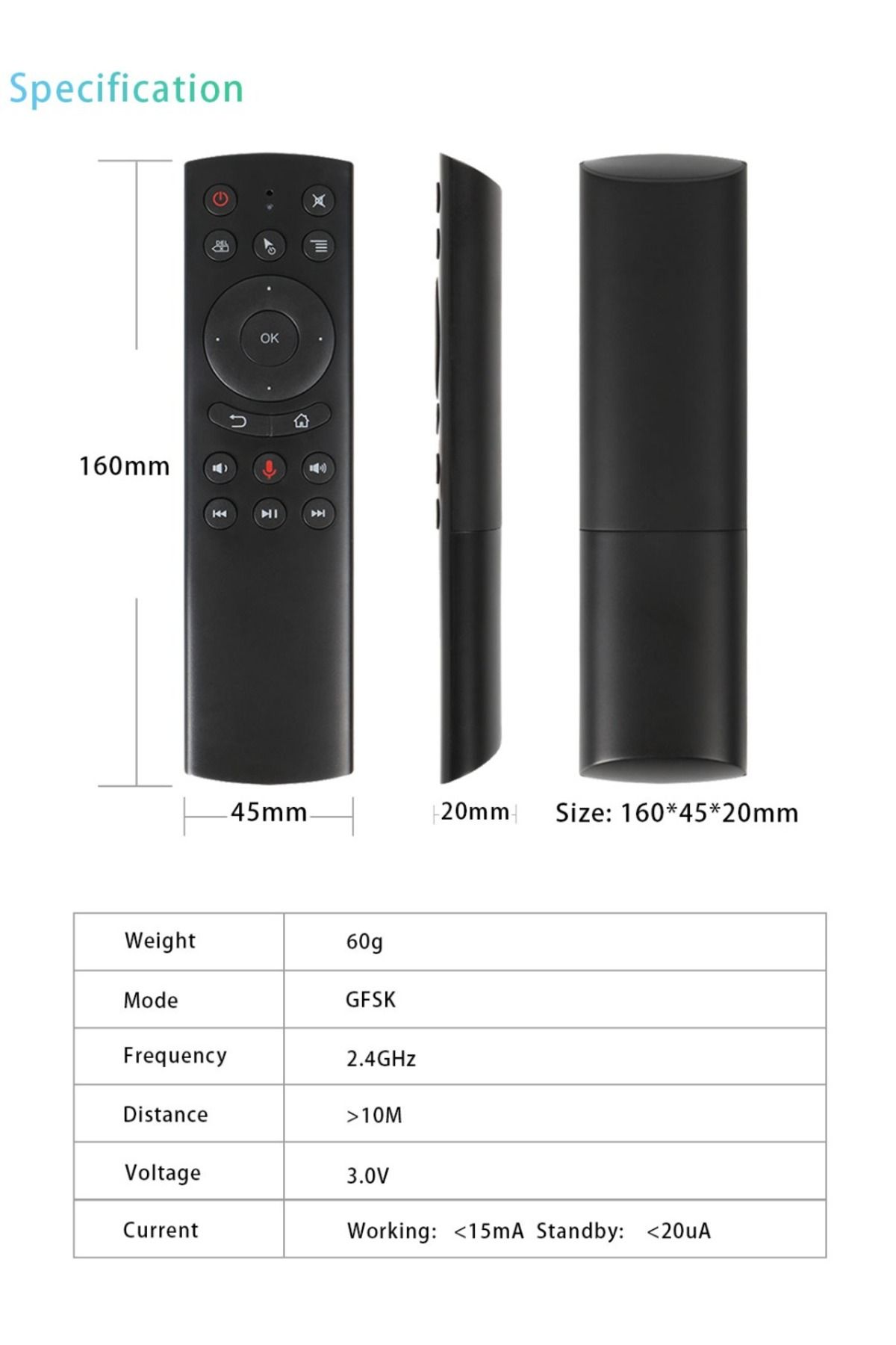 Choice-G20 G20S Smart Voice Remote Control 2.4G Wireless Backlit Air Mouse Gyroscope IR Learning For H96... 7