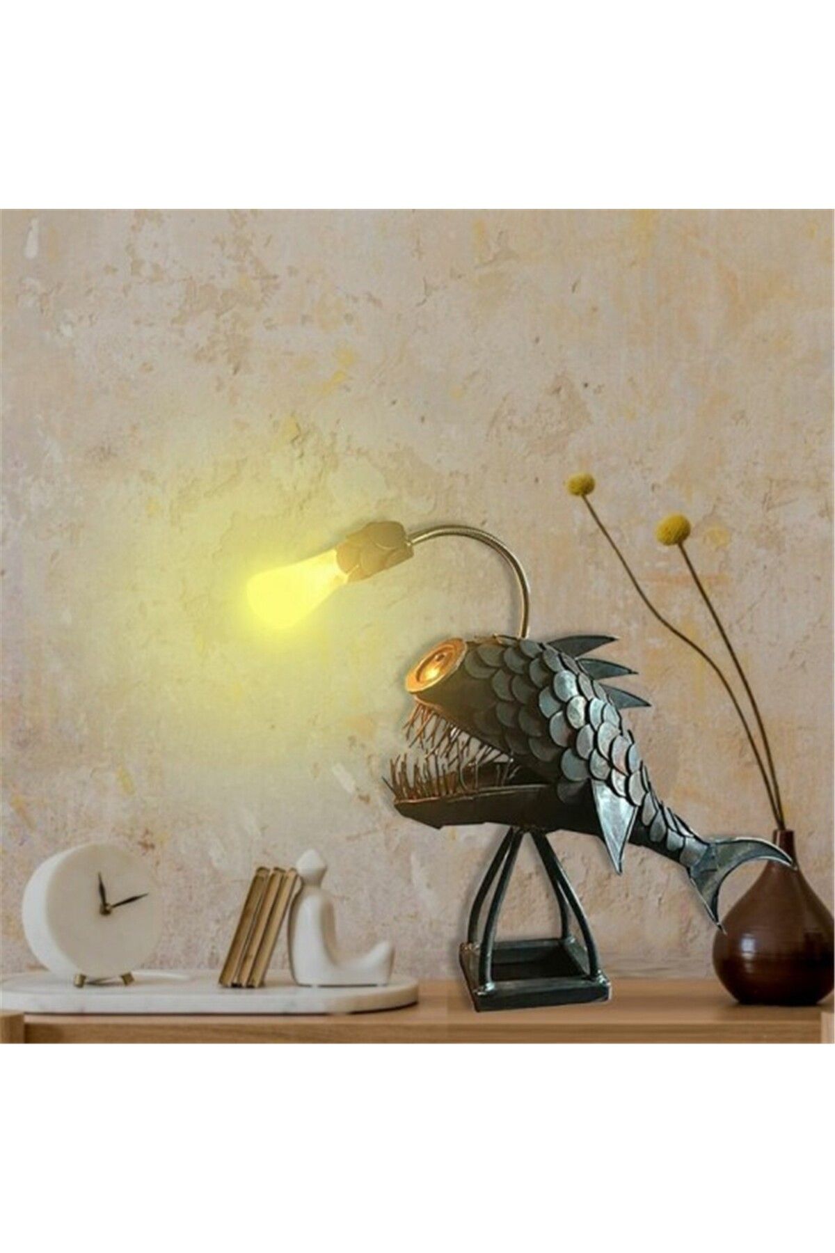 Choice-Creative Angler Fish Desk Lamp Shark Desktop Night Light USB Metal Art Lantern Table Decoration B... 6