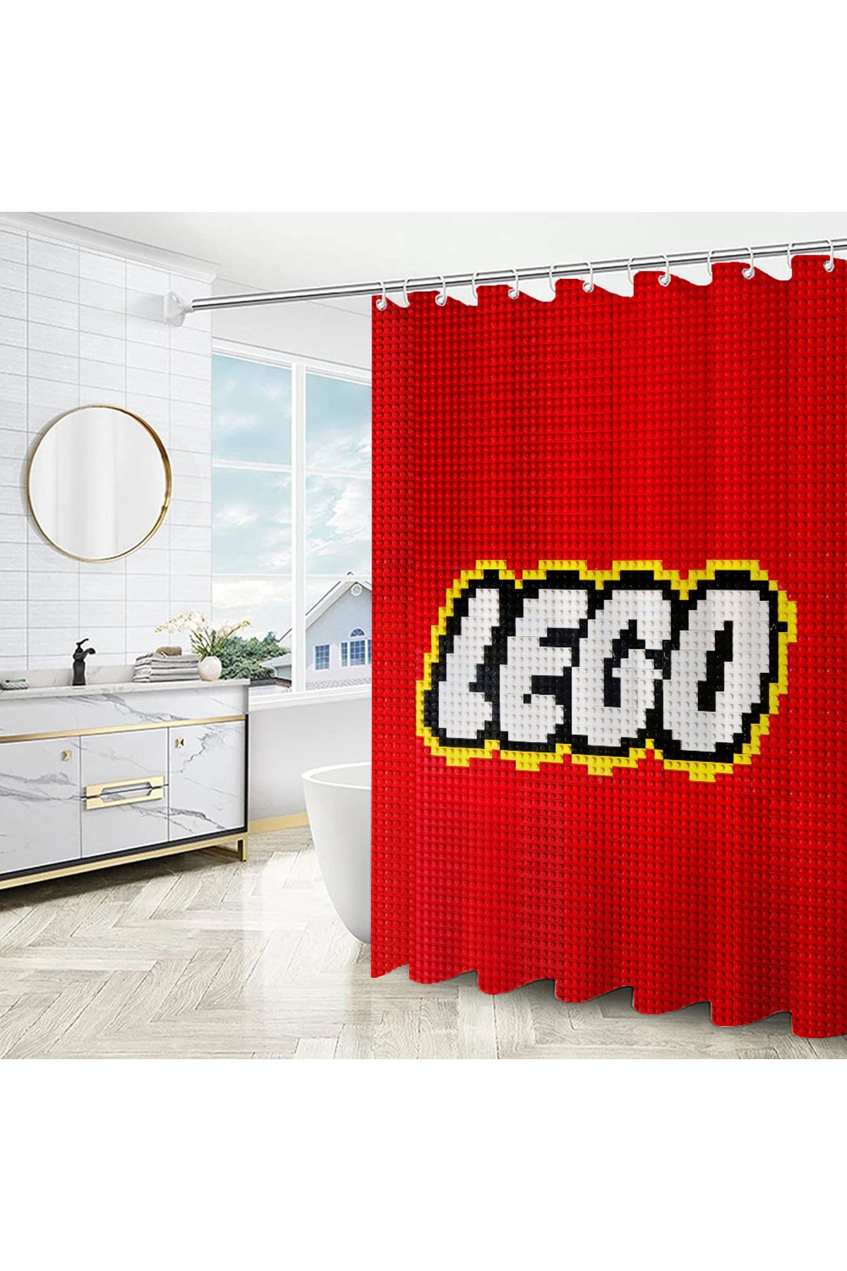Choice-L-LEGO Shower Curtains in the Bathroom Sets Full Set Bath Curtain for Quarto Folding Partition Ac... 4
