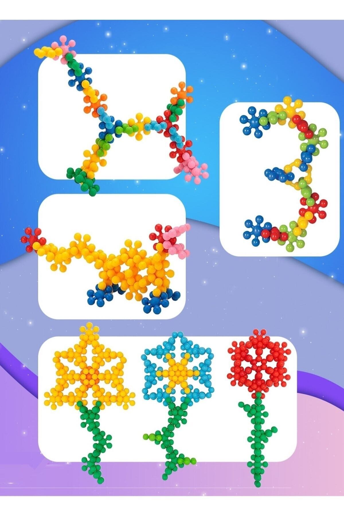 Hyd 60 Parça Kar Tanesi Çiçek Molekül Kilitli Yapı Taşları Blok Puzzle Yapboz Eğitici Oyuncak fotoğrafı 5 (önizleme)