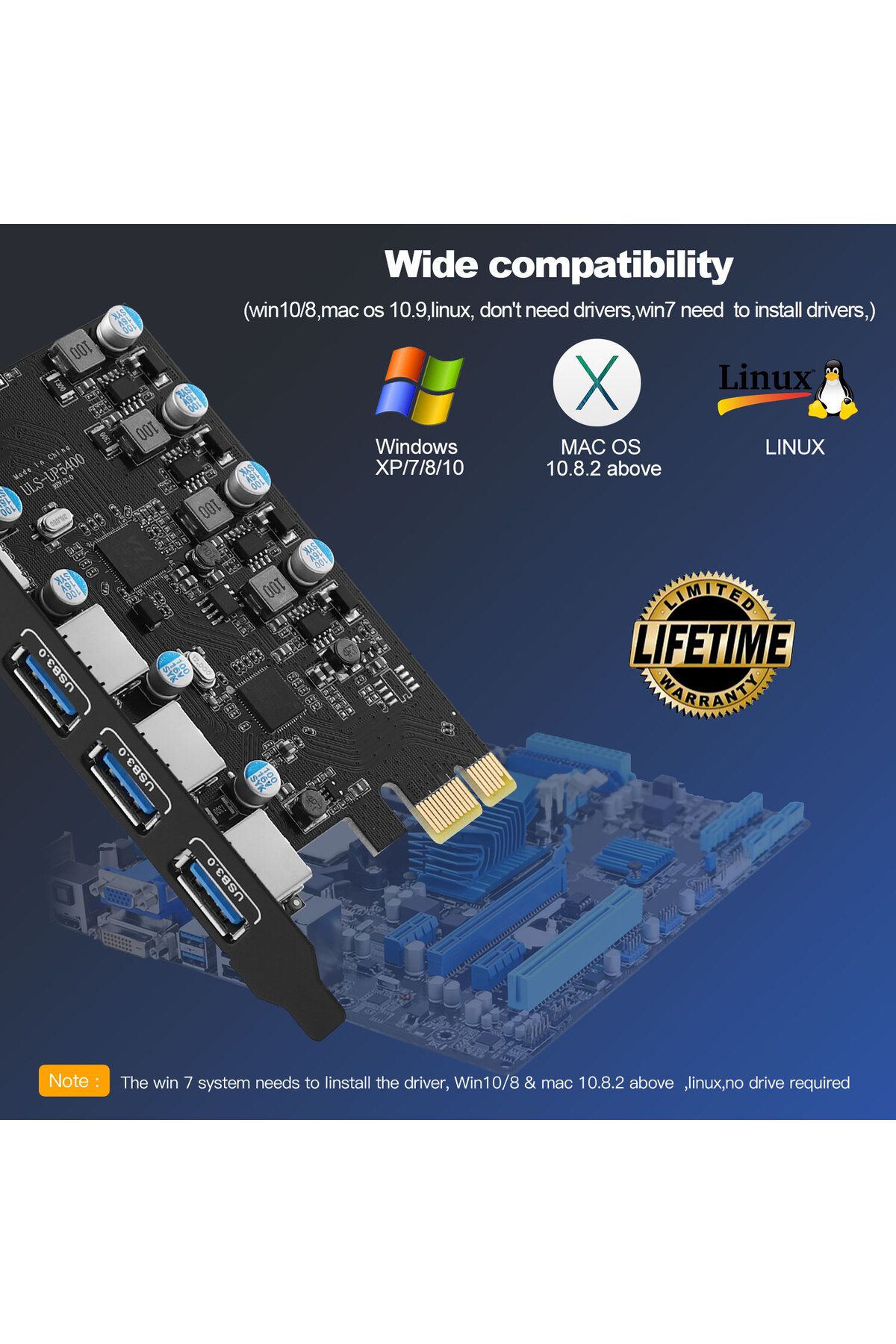 IRhasta-5Gbps USB 3.2 Gen1 USBC PCIE Card Hub USB 3.0 PCI Express Board PCI-E USB3.0 Adapter Multiplier U... 2
