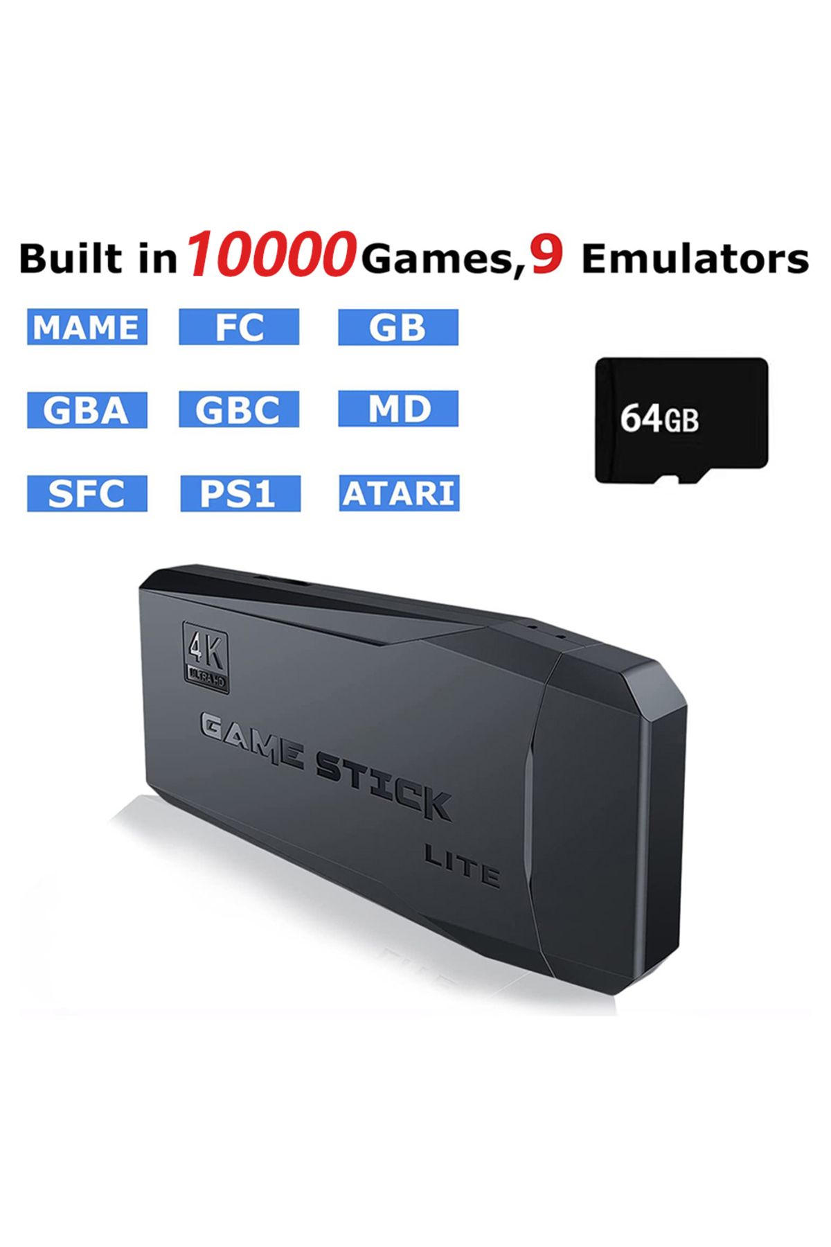 ALLOYSEED-64GB 2.4G Game Controller with Receiver Wireless Gamepad 3D Rocker Home TV Mini Game Console Cont... 4
