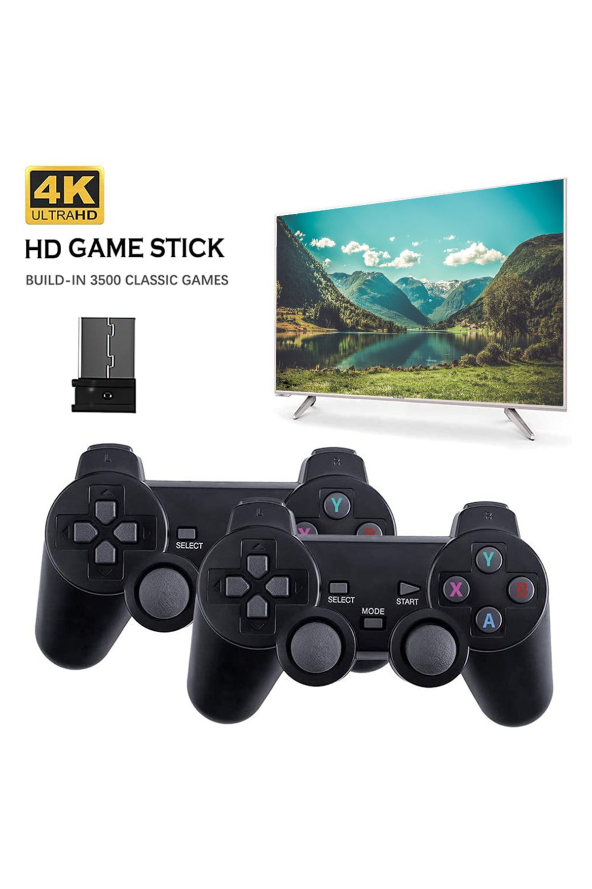 ALLOYSEED-64GB 2.4G Game Controller with Receiver Wireless Gamepad 3D Rocker Home TV Mini Game Console Cont... 3