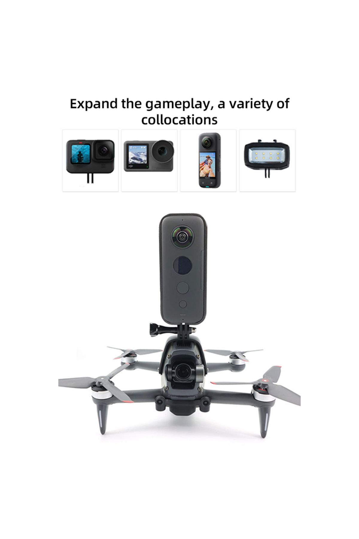 EXSKOF-Drone Body Expansion Bracket For DJI FPV Mounting Bracket For GoPro Hero 12 11 10 9 8 7 6 5 SJCAM... 2