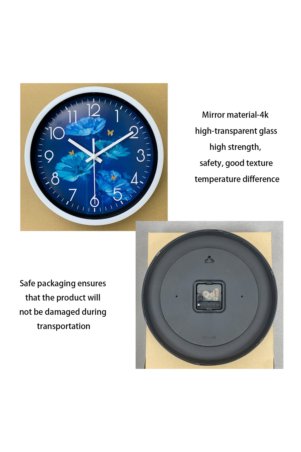 Choice Blue lotus and yellow butterfly design wall clock, home mute