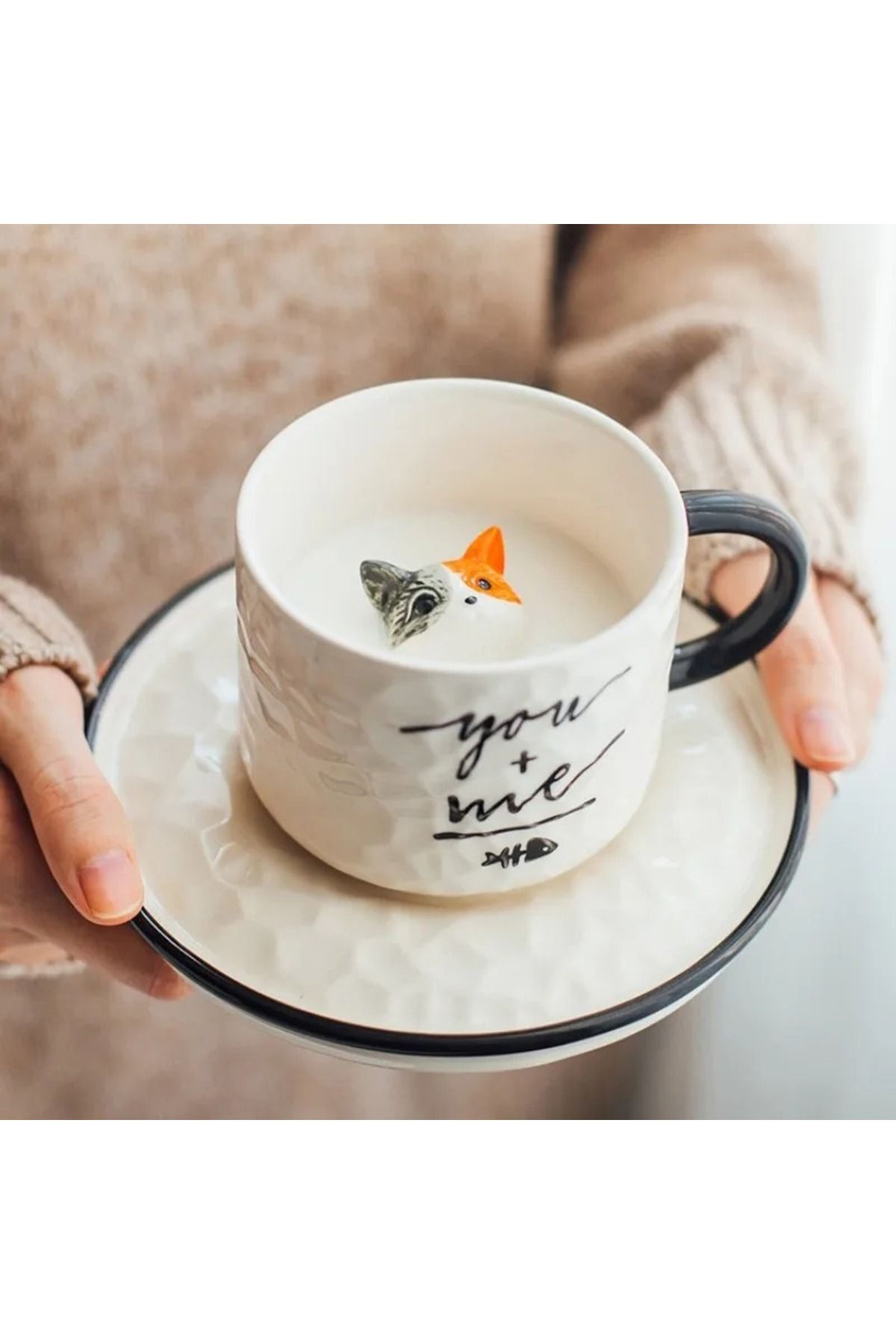 Choice-Cute kitten Ceramic cat Claw Cup Cup Bottom Animal Water cup Girl cat cup coffee three-dimensiona... 5