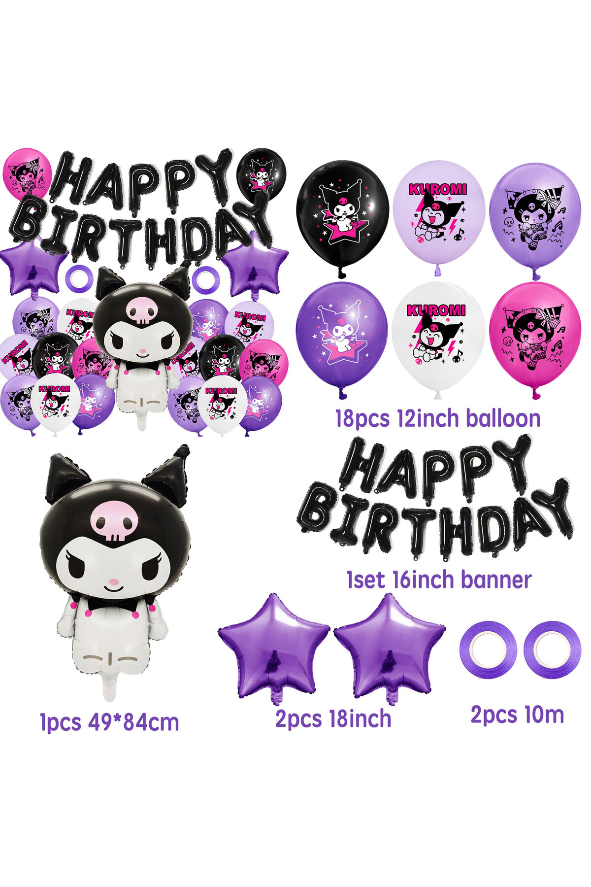 Choice Sanrio Cartoon Inflatable Balloon Set Kuromi Fantasy Magic Theme ...