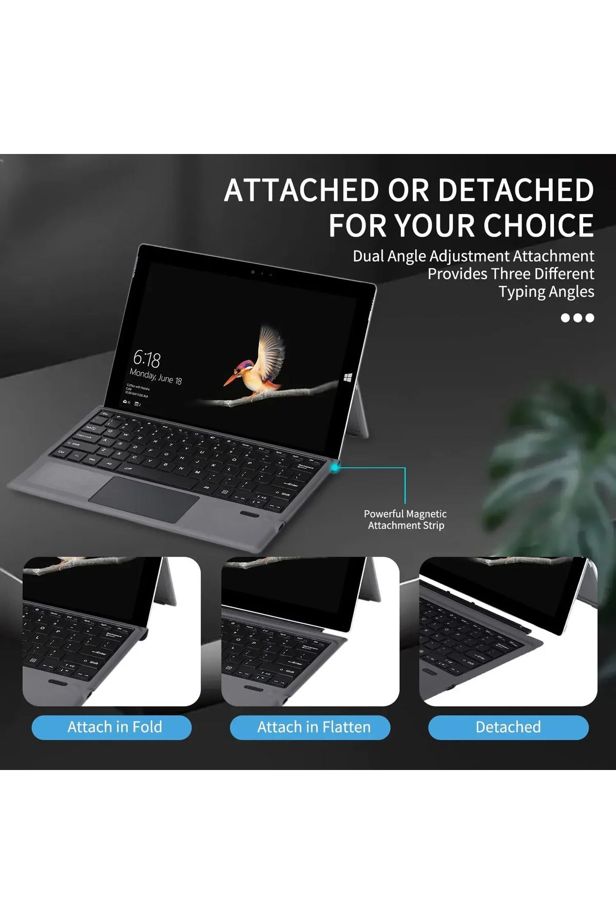 Choice-Trackpad Keyboard for Microsoft Surface Pro 3 4 5 6 7 Go 1 2 3 Bluetooth Wireless Keyboard Tablet... 3