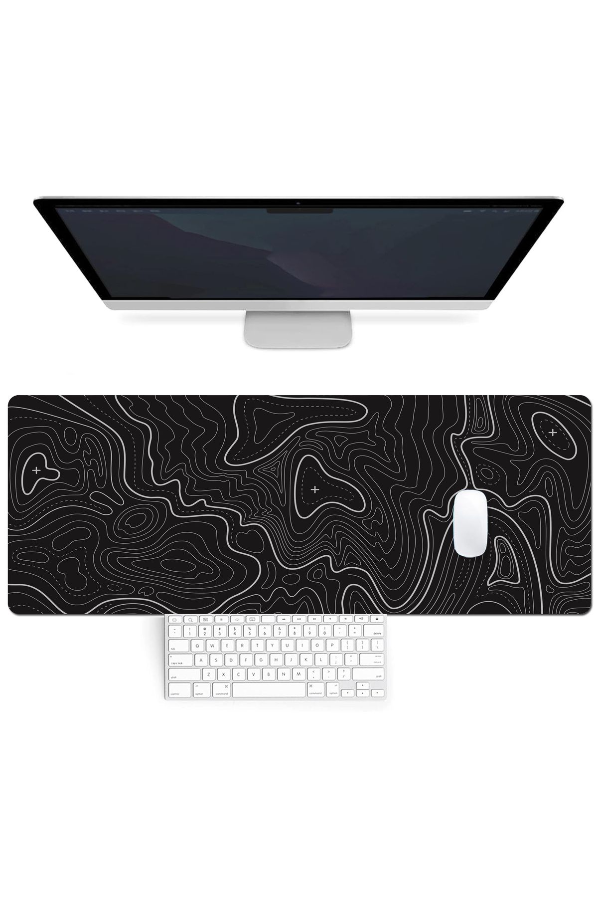 Choice-Large Gaming Mouse Pad with Stitched Edges Minimalist Topographic Map Desk Mat Extended Mousepad ... 6