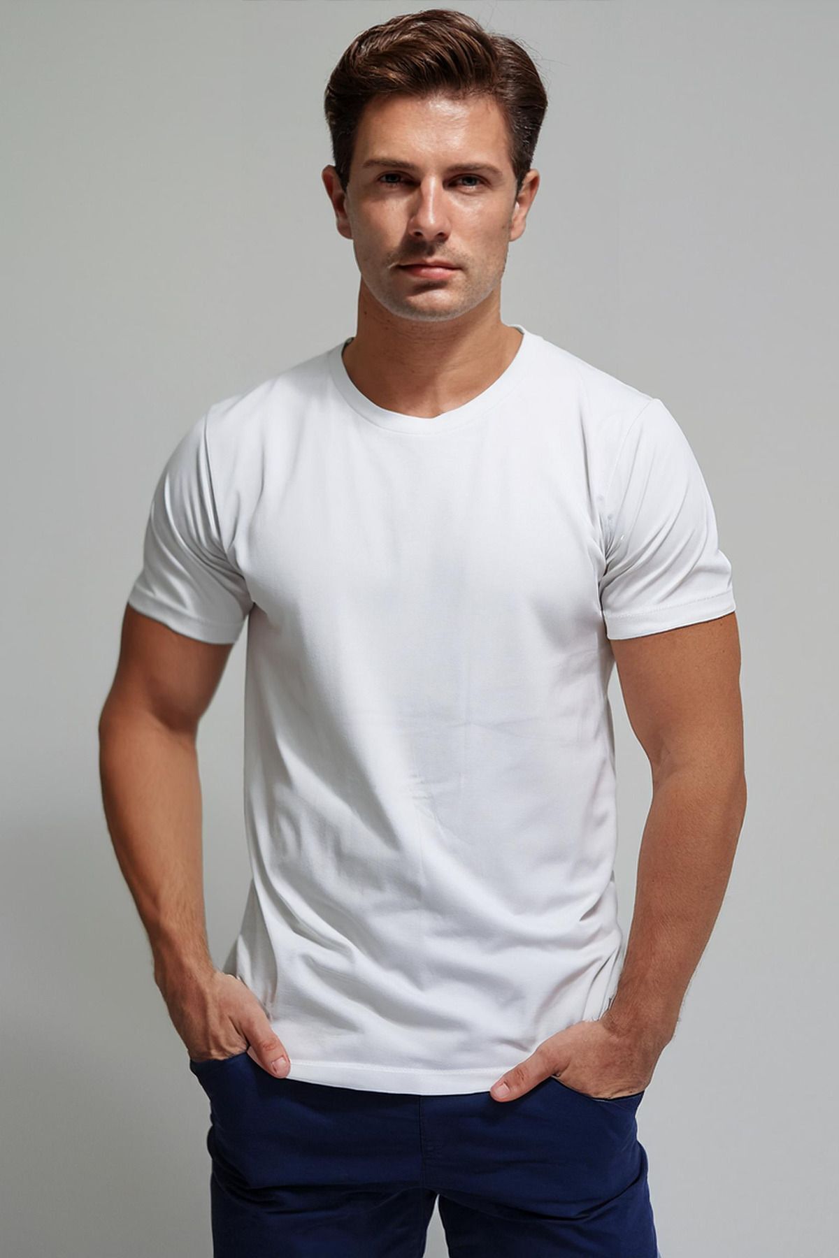 KaeLaurean-Men's Crew Neck 100% Cotton Relaxed Fit T-Shirt 1