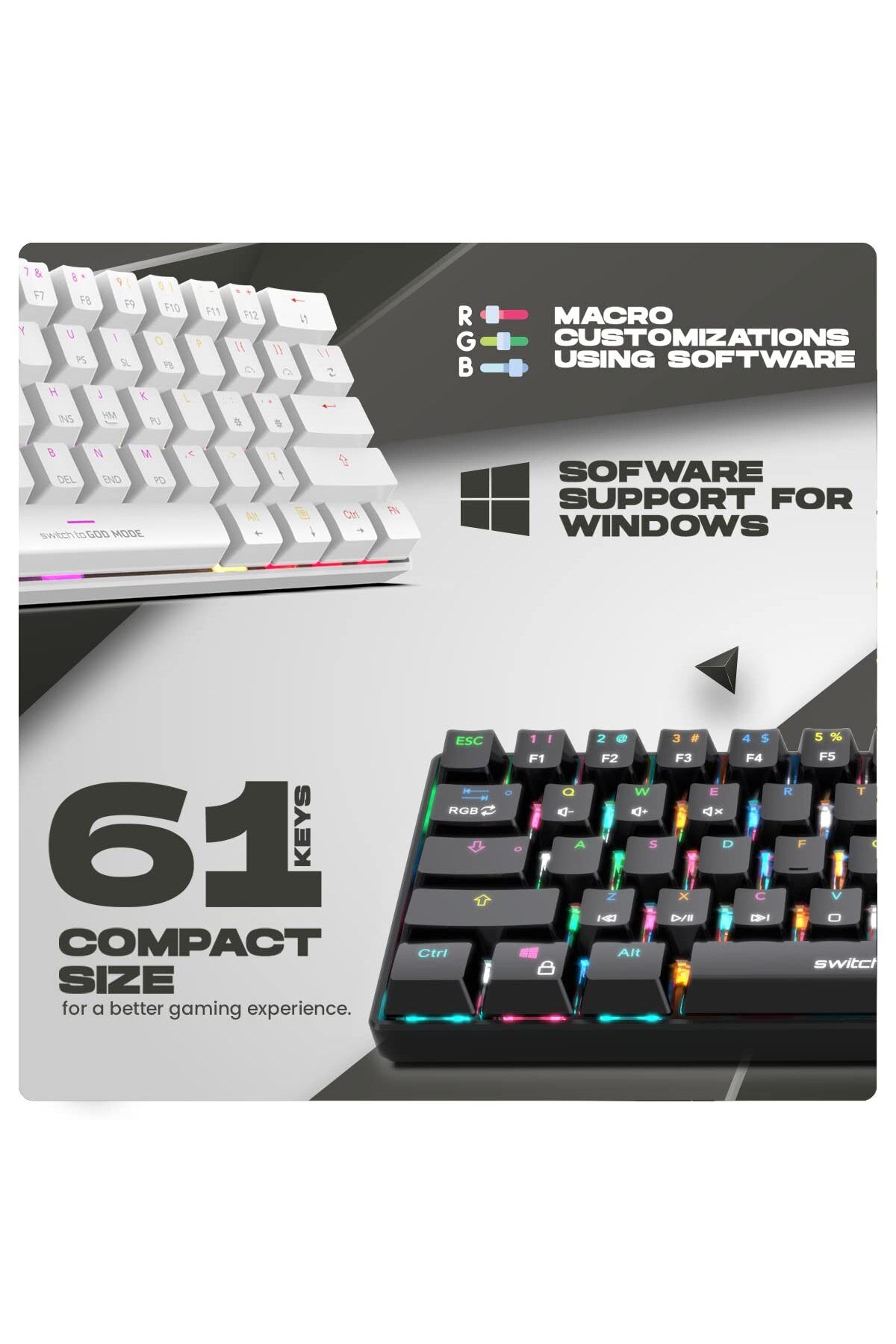Cosmic Byte-Cosmic Byte CB-GK-35 Themis 61 Key RGB Gaming Keyboard, Outemu Red Switches (White) 7