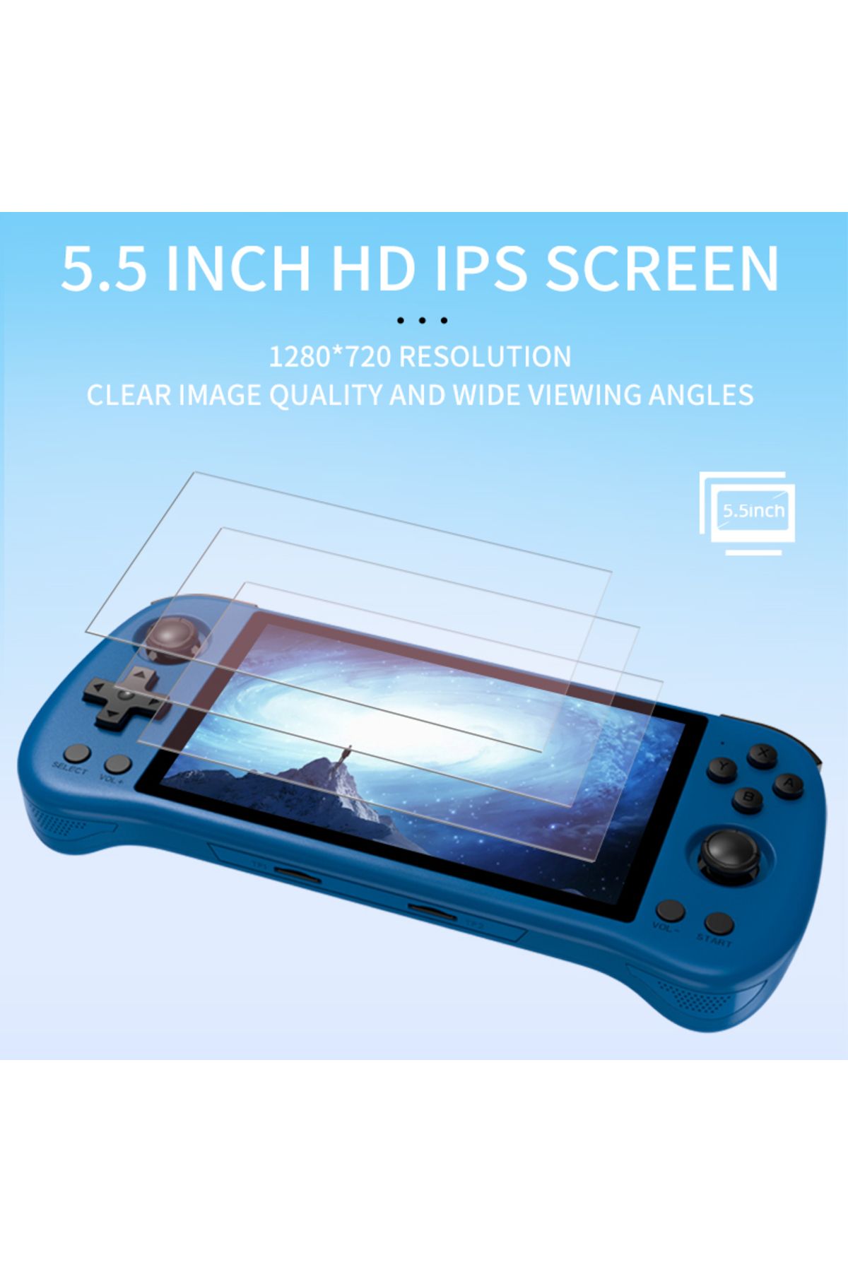 POWKIDDY-X55 5.5 INCH 1280*720 IPS Screen RK3566 Handheld Game Console Open-Source Retro Console ... 4