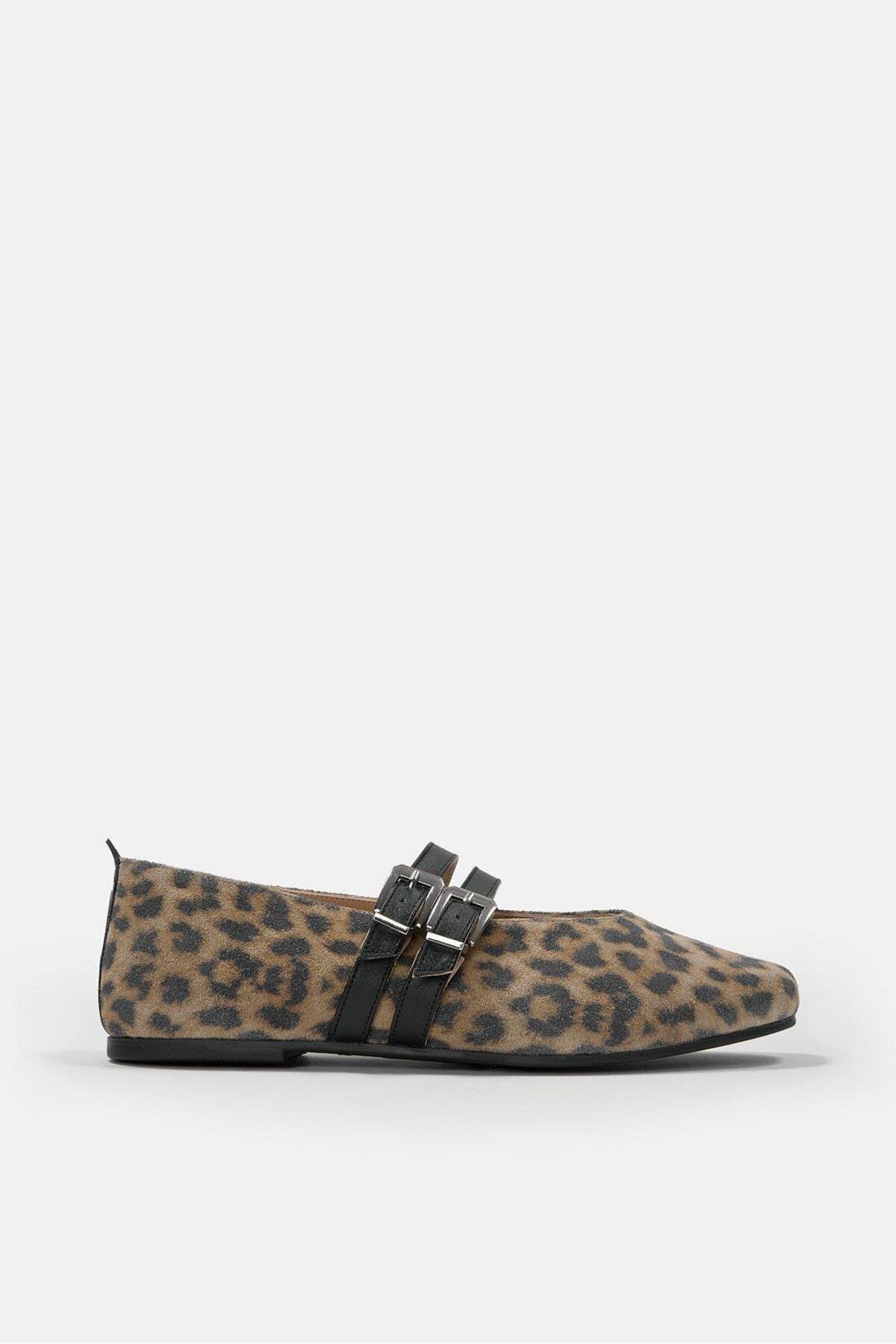 NILUFARR-Sarina Leopard Genuine Leather Women's Ballerinas 2