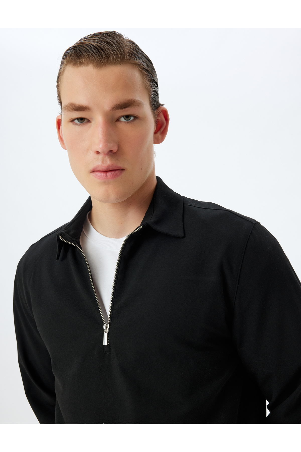 کوتون پیراهن نیم زیپ، آستین بلند، جنس ویسکوز، سایز معمولی