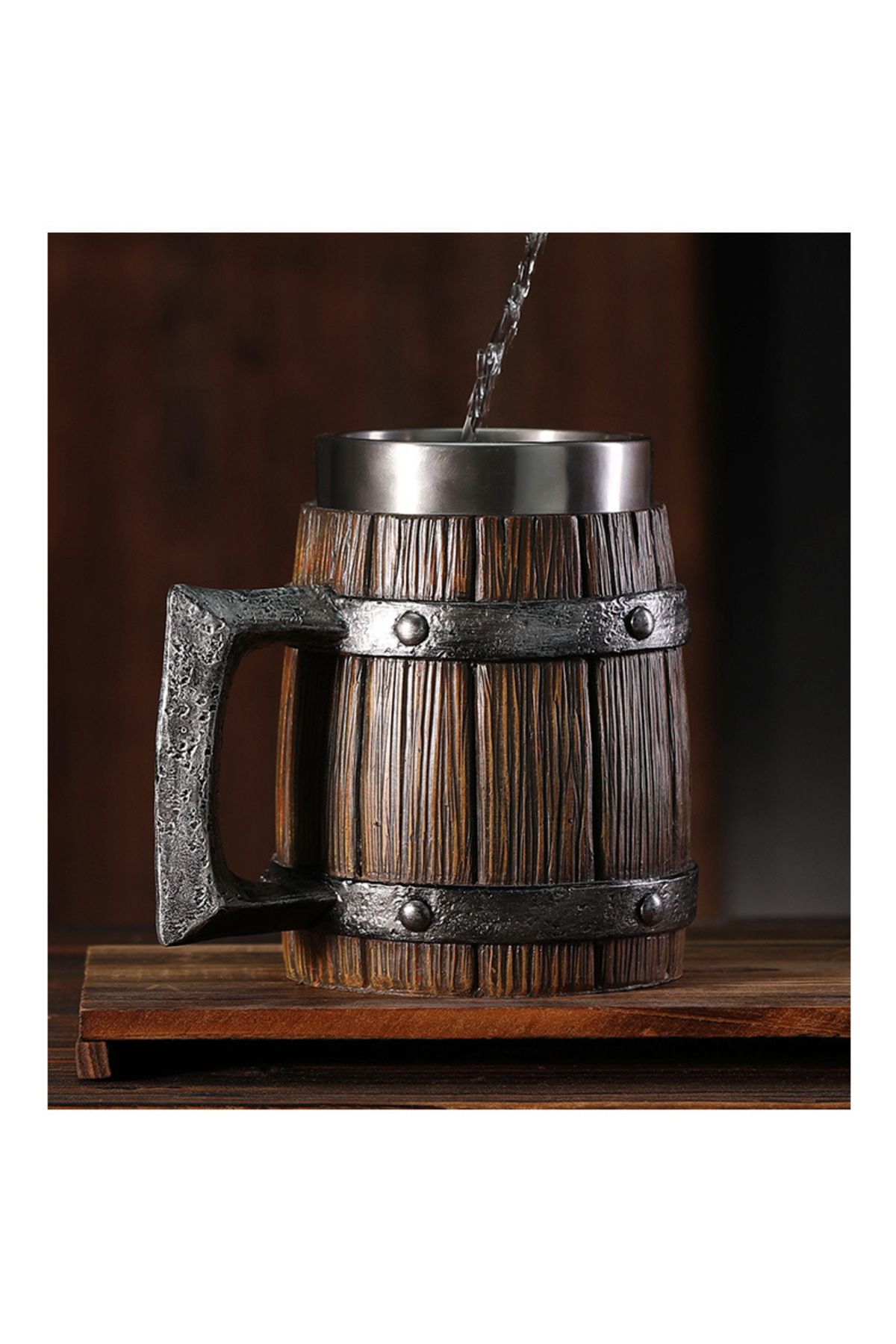 Choice-Hot-selling Wooden Barrel Beer mug , Large-capacity  Coffee mug Water bottle ,Tazas de café with ... 6