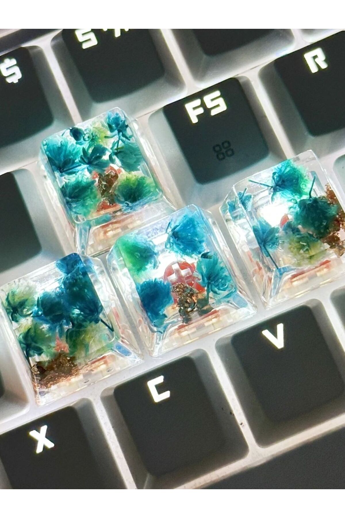 Choice-Dry spline cap real flowers small star mechanical keyboard cap wholesale 7