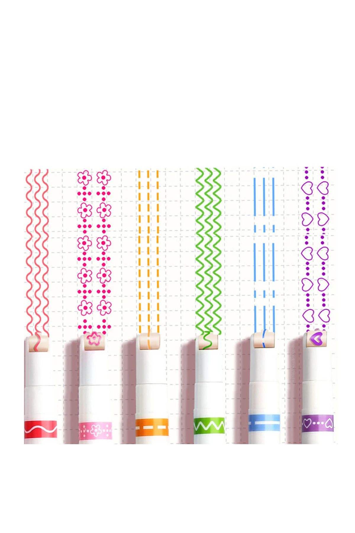 Choice-S-7008a-6 6pcs/set Kawaii Flower Line Shape Highlighter Pen Roller Tip Curve Liner Marker Stationery 1