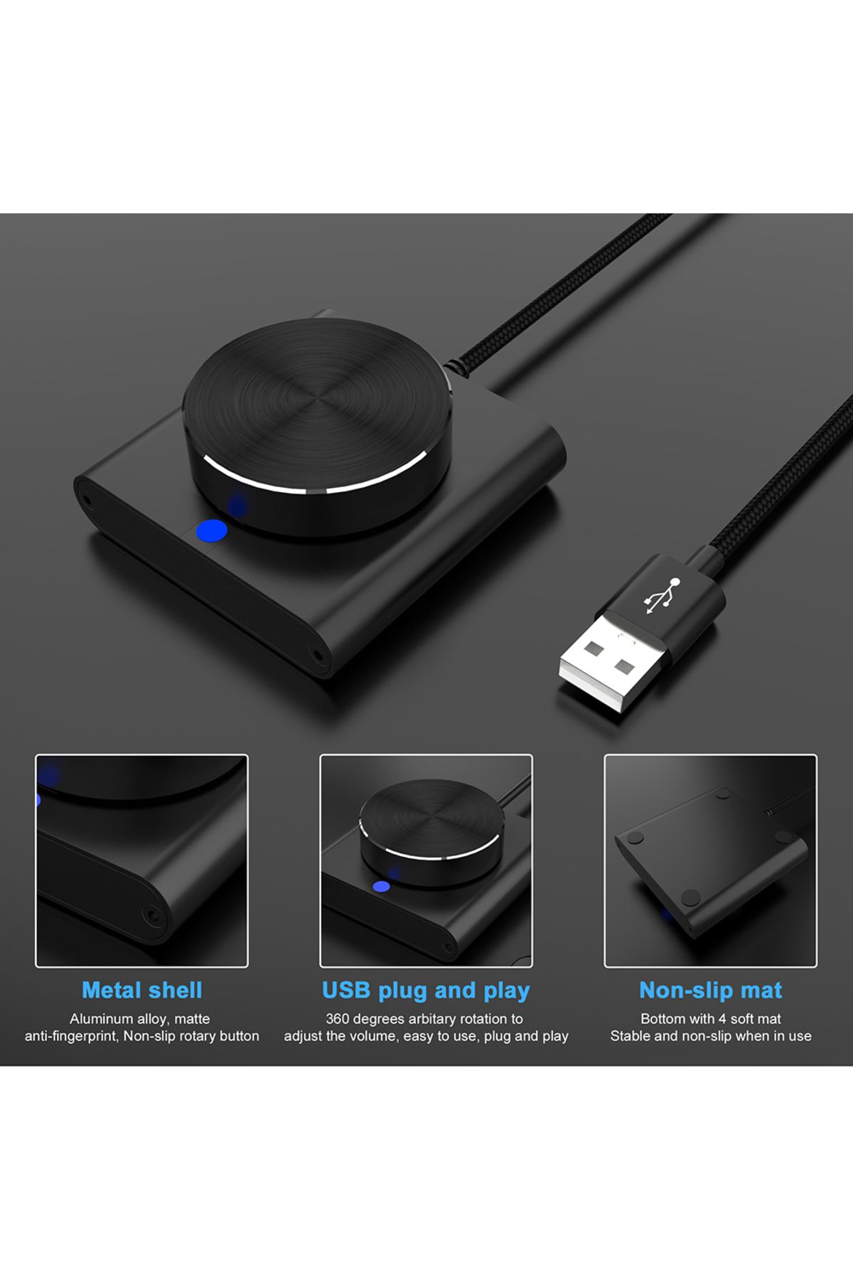 ALLOYSEED-1/2pcs USB Computer Volume Controller PC Speaker External Audio Volume Control Knob Digital Contr... 6