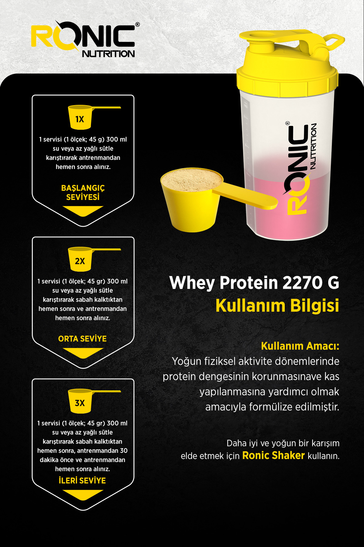 Ronic Nutrition-Ronic Strawberry Flavored Whey Protein - 2.270g Gorilla Muscle Building Gift Accessory 5