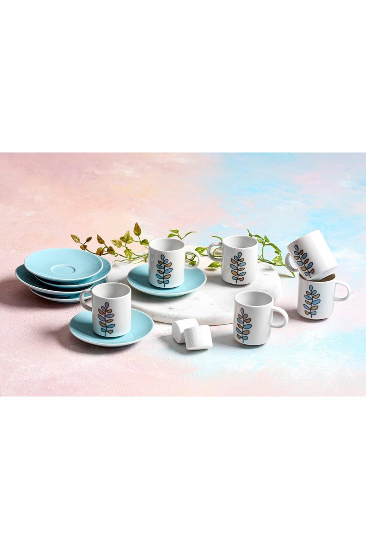 STOREMAX Wisteria Turkuaz 6 Kişilik Kahve Takımı 90cc 542093