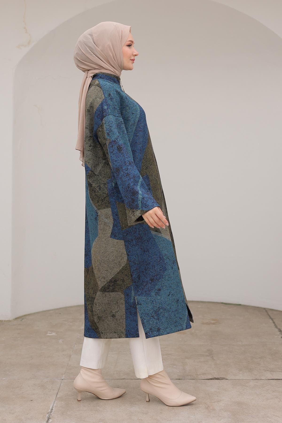 Armine TREND-Armi̇ne Trend Range Zippered Loose Cut Wear Blue 24Kt525 7