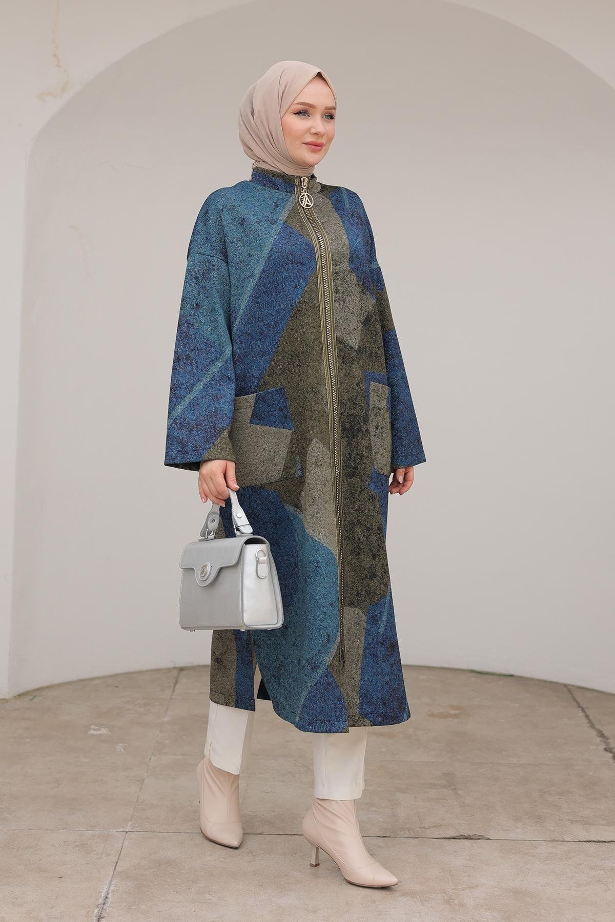 Armine TREND-Armi̇ne Trend Range Zippered Loose Cut Wear Blue 24Kt525 2