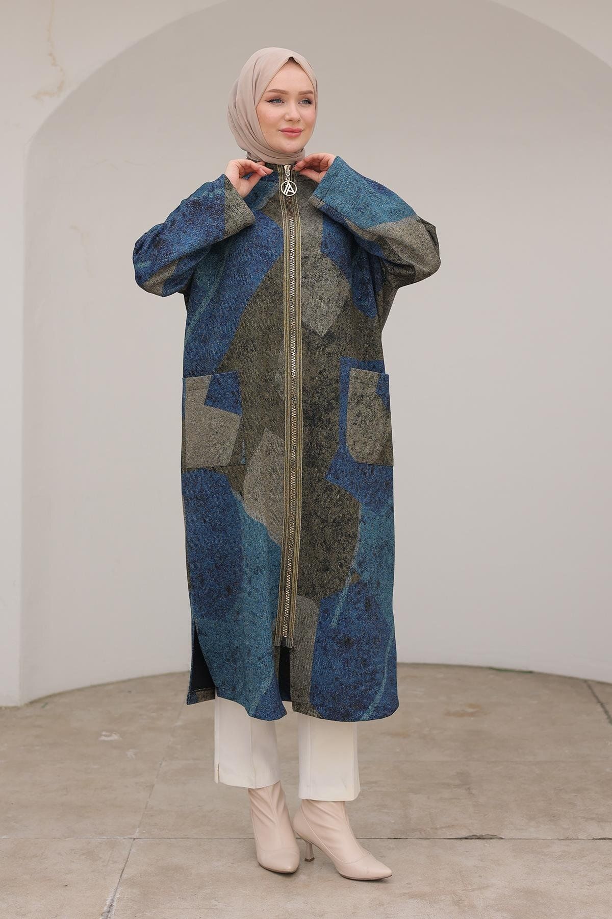 Armine TREND-Armi̇ne Trend Range Zippered Loose Cut Wear Blue 24Kt525 8