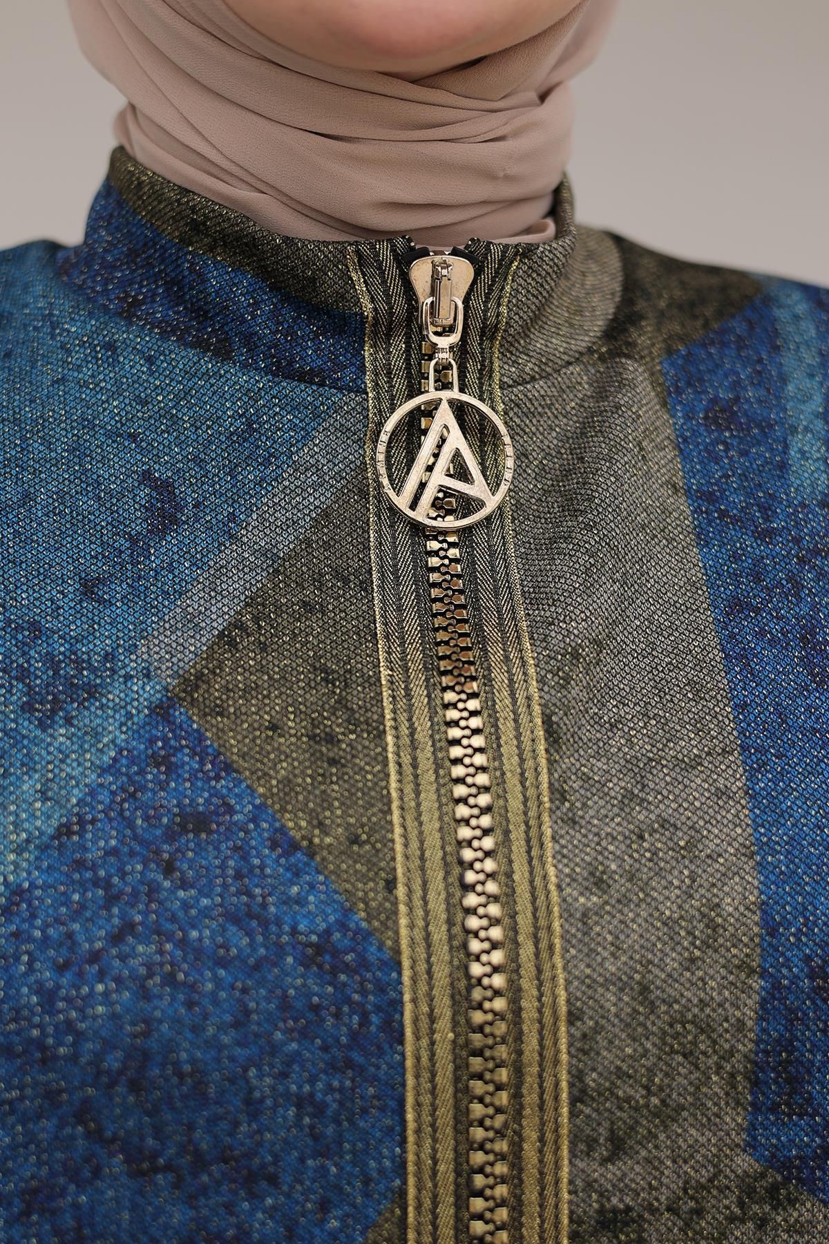 Armine TREND-Armi̇ne Trend Range Zippered Loose Cut Wear Blue 24Kt525 3