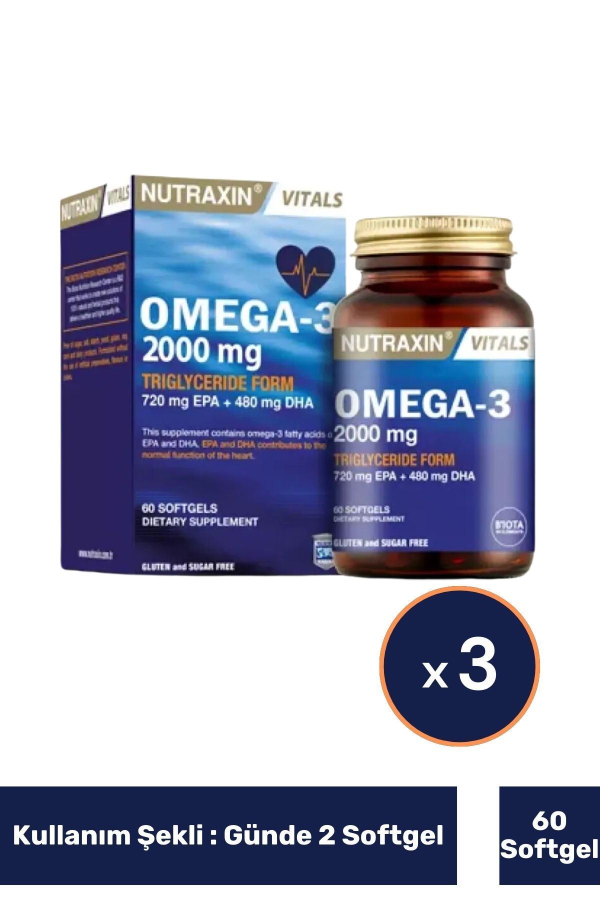 Nutraxin Omega-3 2000 Mg 60 Softgel X 3 Adet