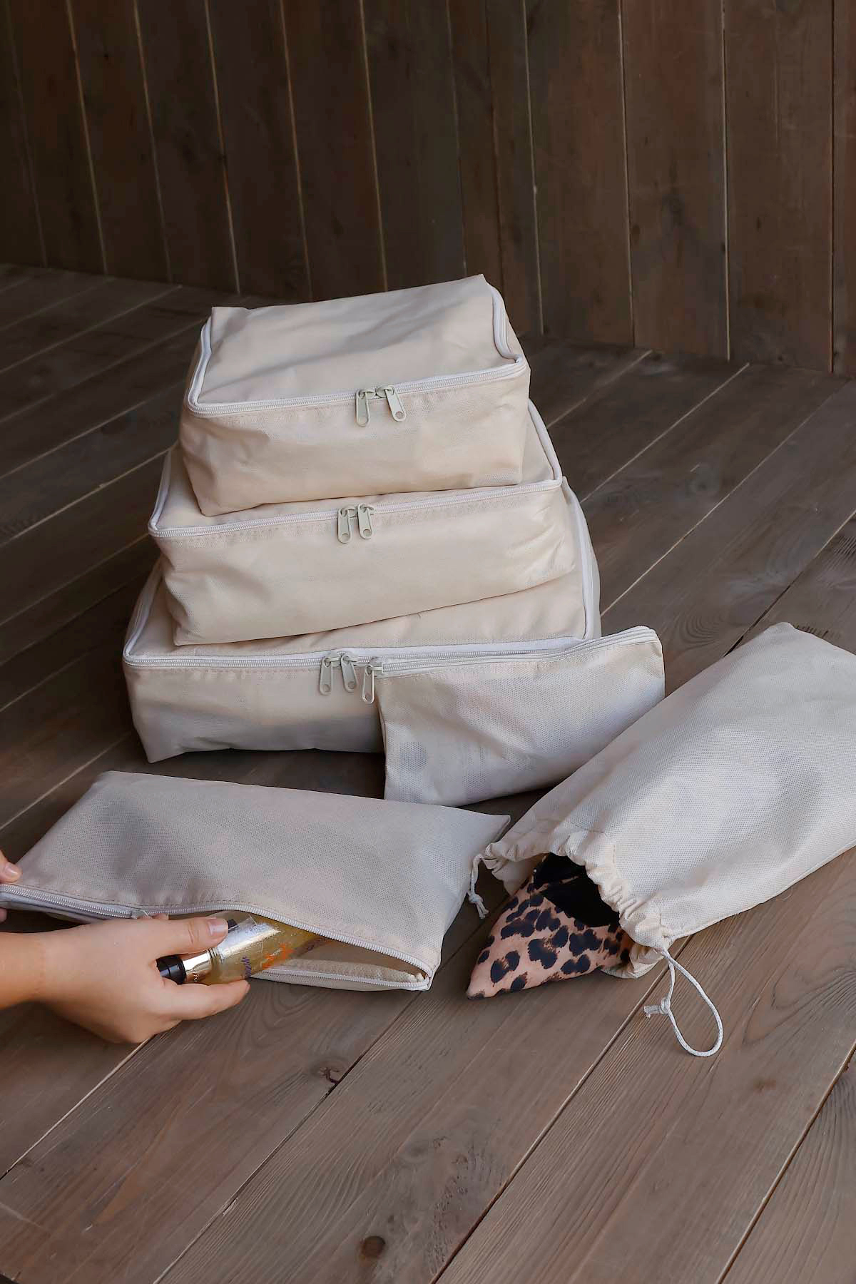 Genel Markalar 6'lı Bej Valiz Düzenleyici Bavul İçi Organizer Set Seyahat, Doğum Çantası, Baza Düzenleyici Hurç fotoğrafı 3 (önizleme)