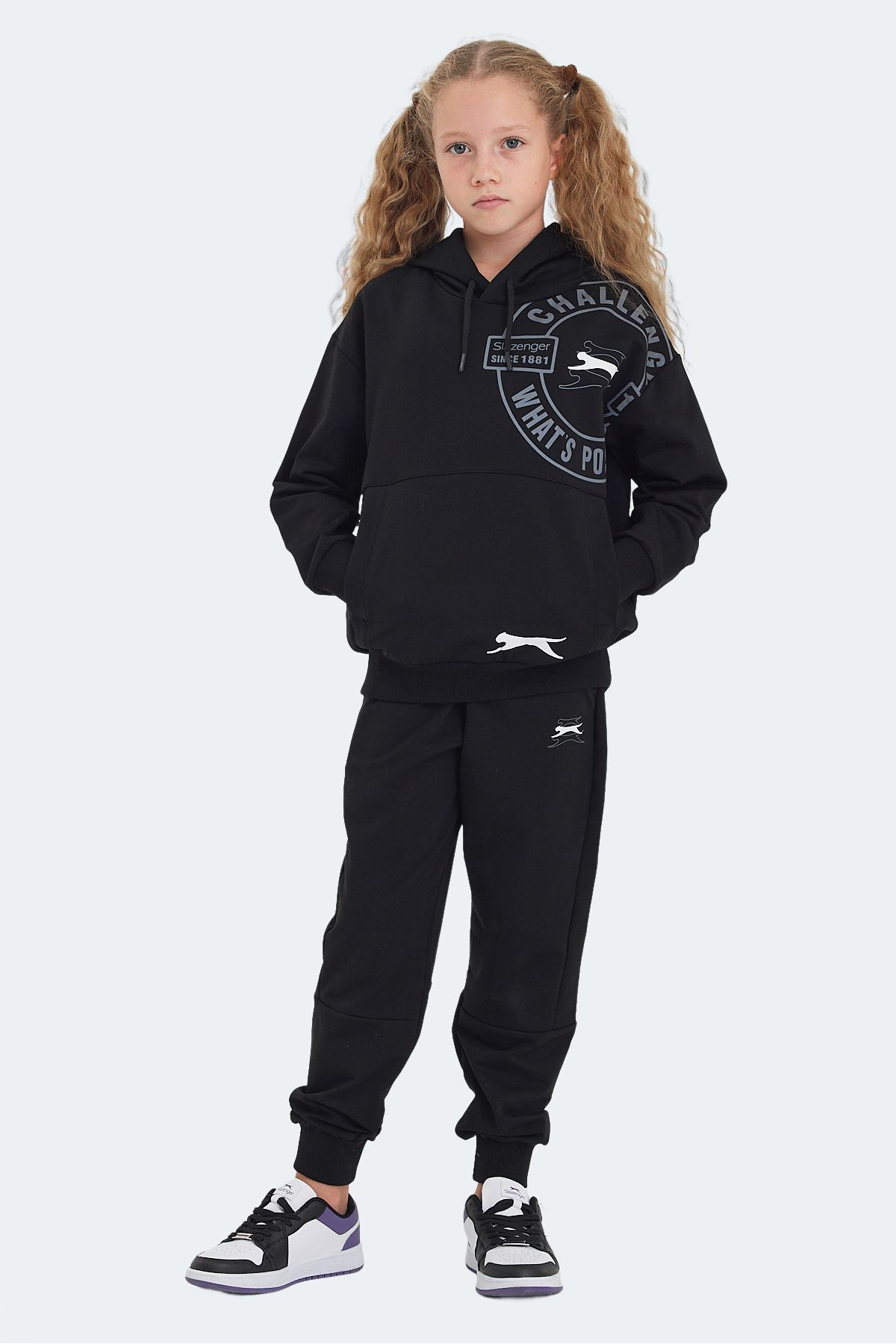 Slazenger-Black High School Unisex Kids Tracksuit Set 7