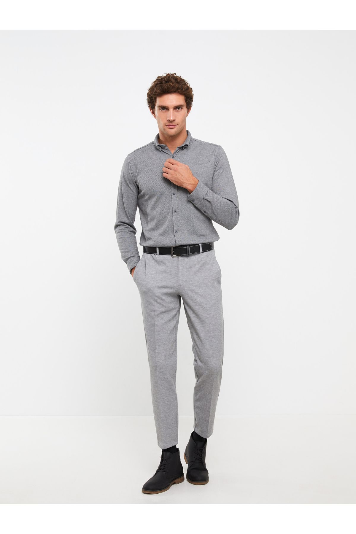 LC Waikiki-Slim Fit Herrenhemd mit langen Ärmeln 5