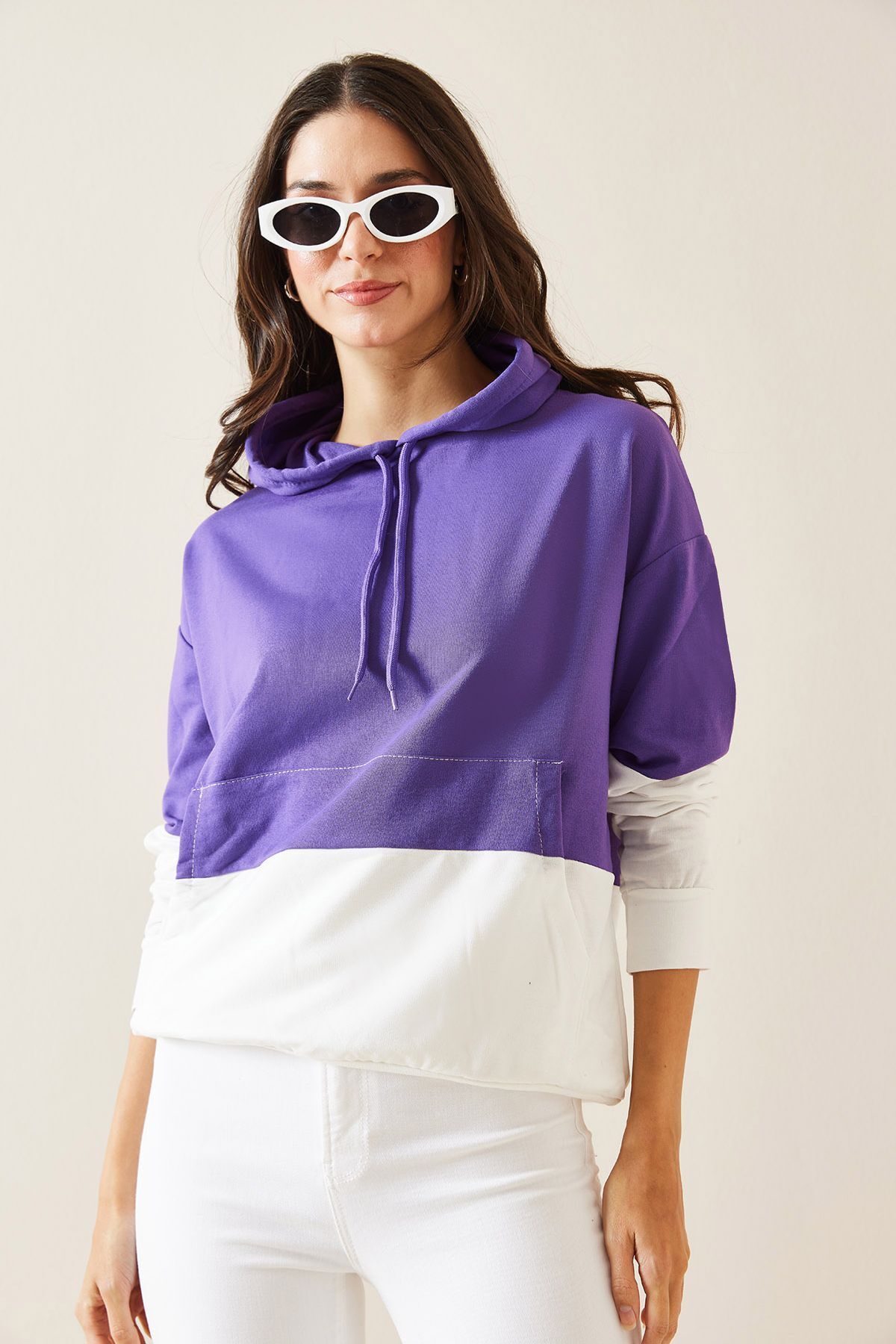 XHAN-Lilac Piece Sweatshirt 5Kxk8-48999-26 2