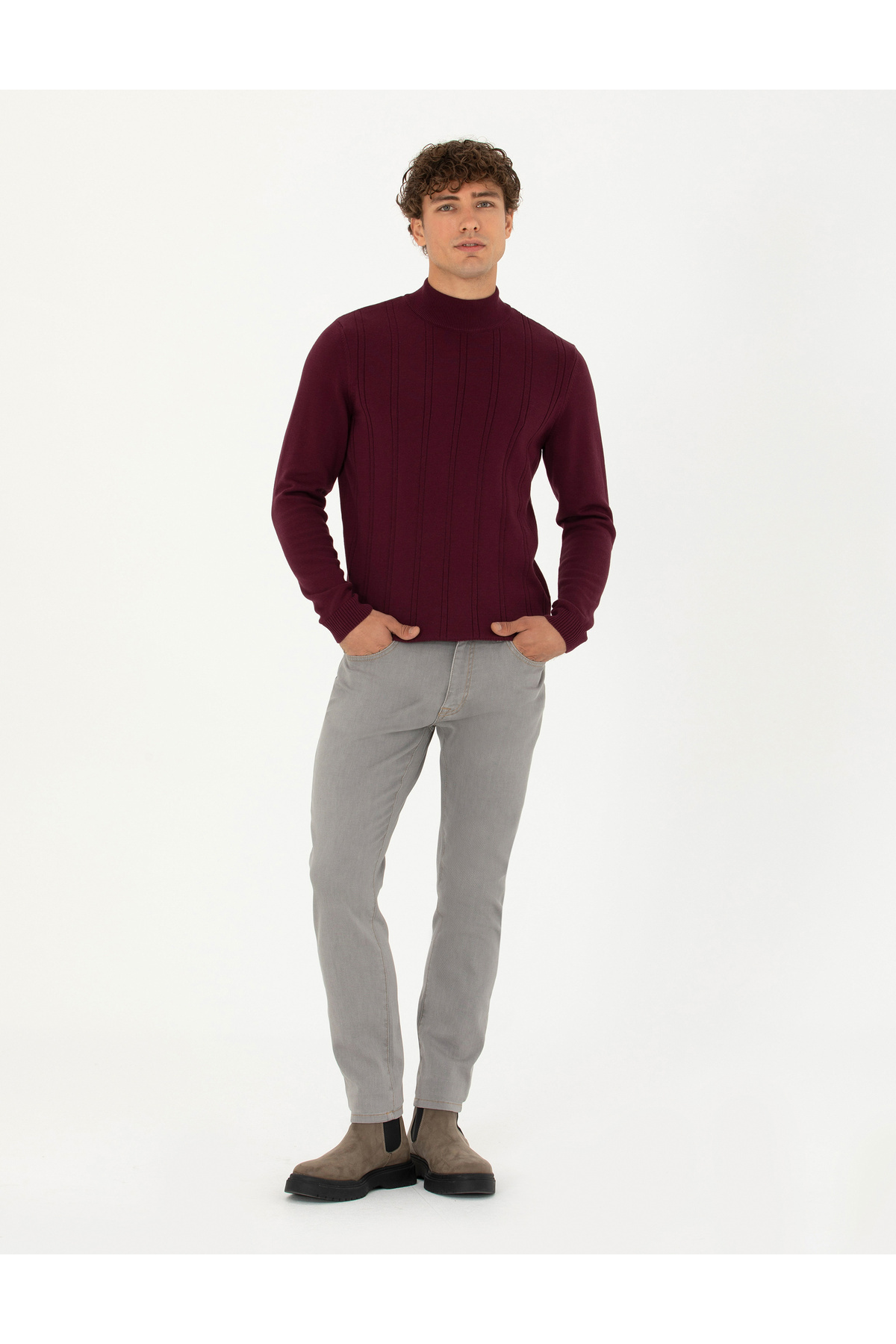پیر کاردین شلوار جین Slim Fit خاکستری 50276527-VR024