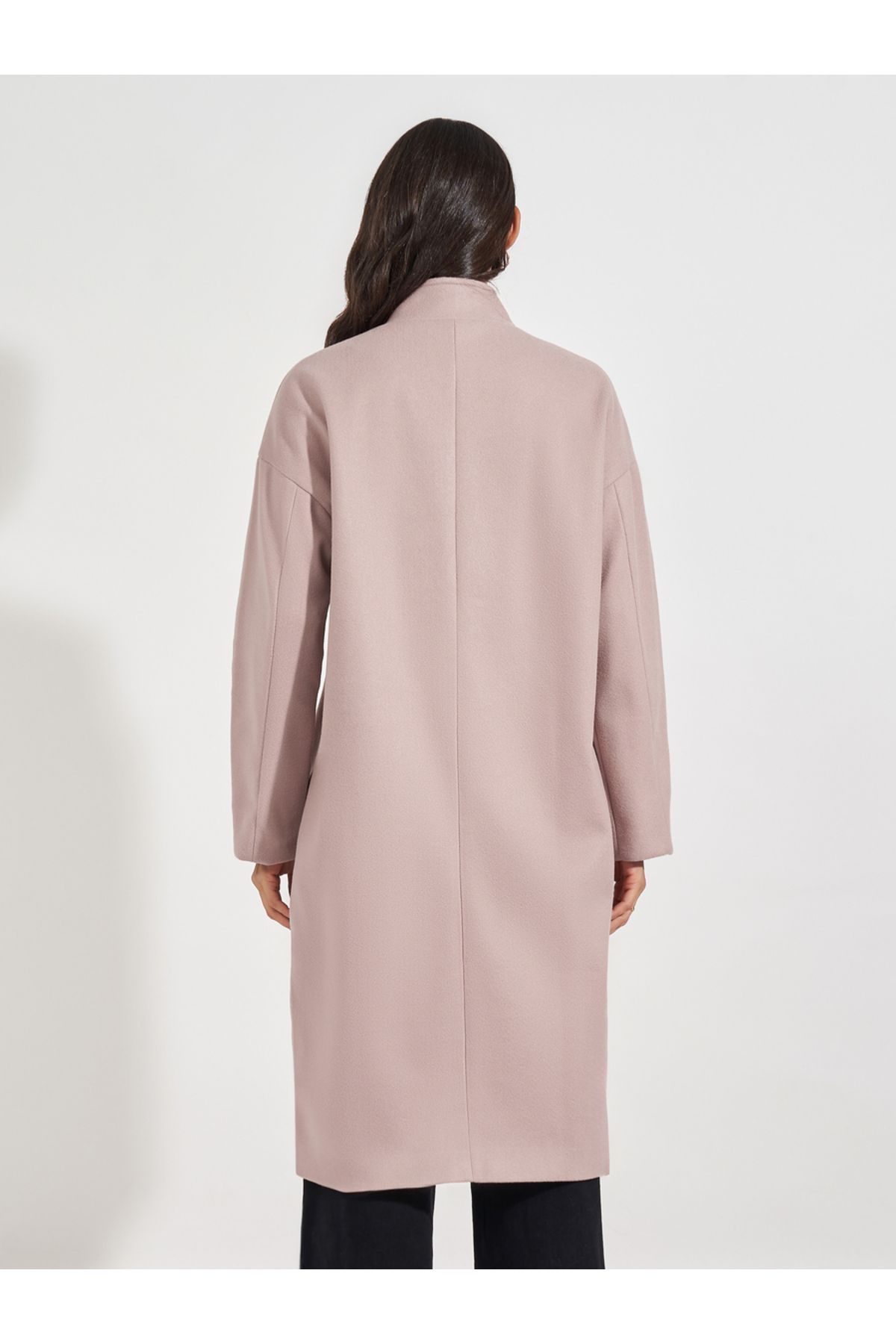 Styli-Oversized Knee Length Wool Like Coat 5