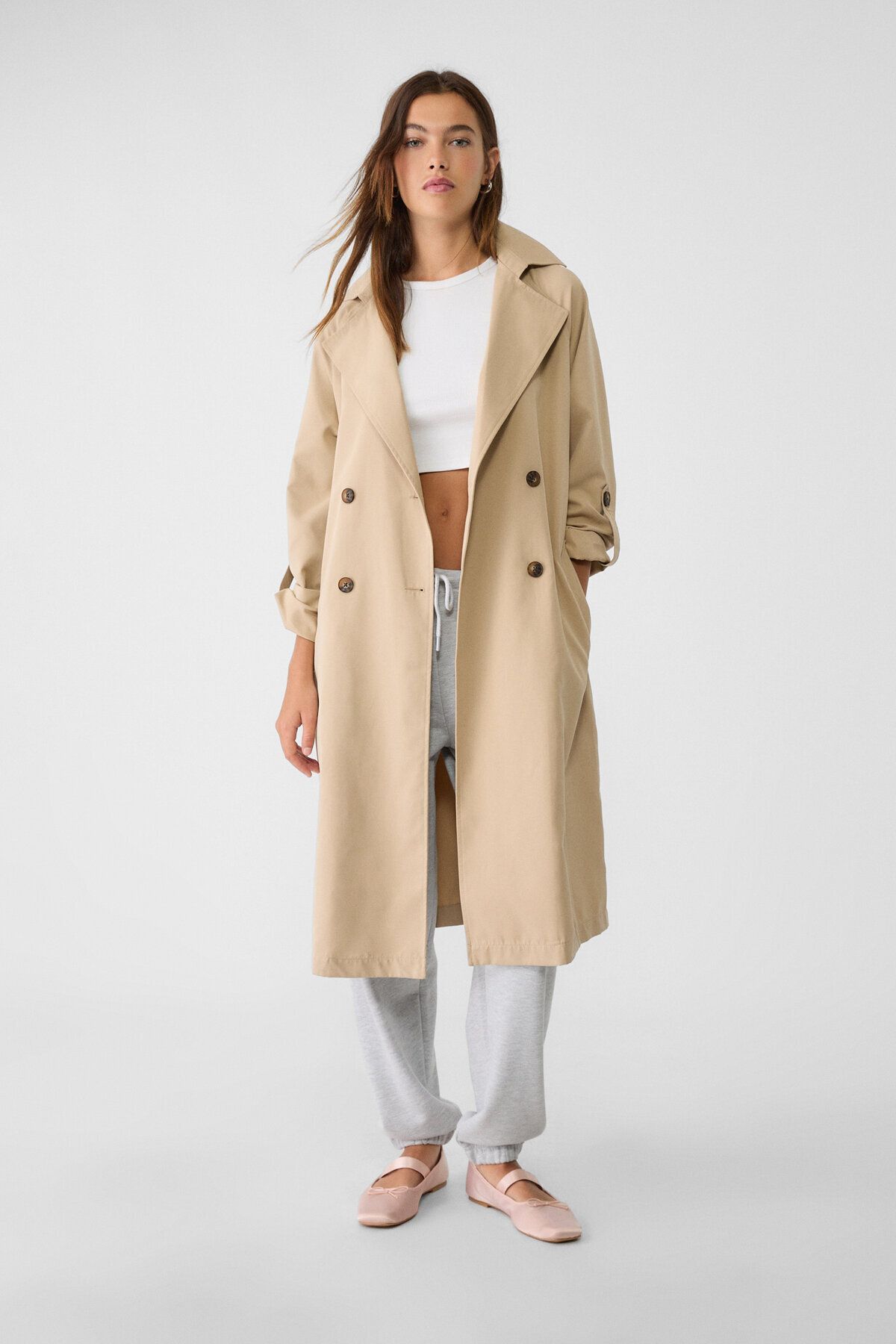 Stradivarius-Long flowing trench coat 1