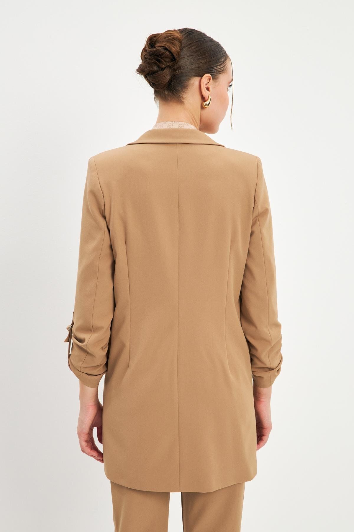 Zühre-Jachetă Bej - Mâneci Detaliate, Model C-0002 6