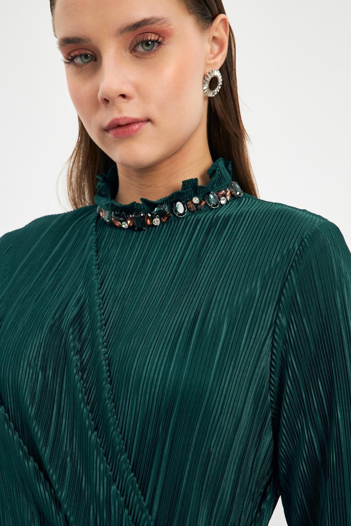 Zühre-Rochie de seara cu detaliu din piatra de smarald - E-0371 6