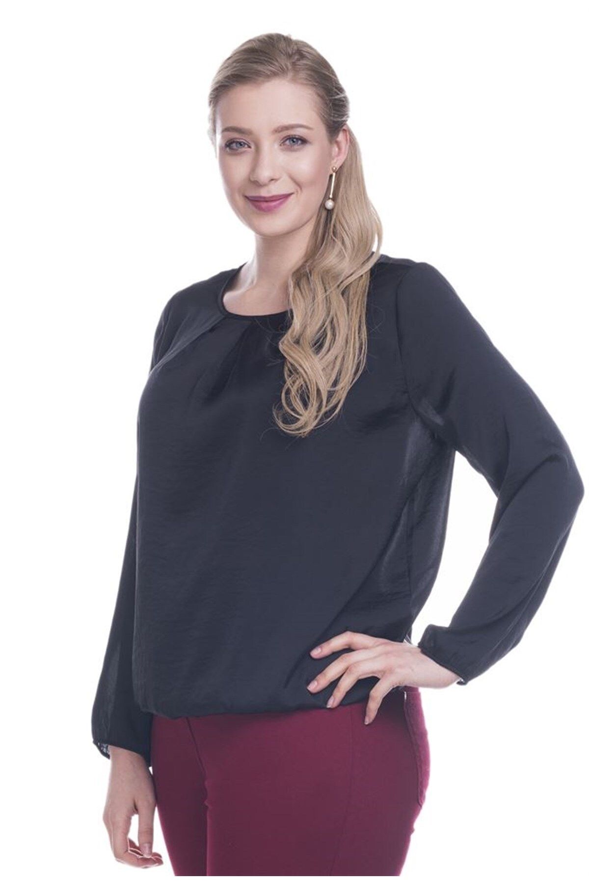 MYLİNE-Bluză din satin cu tiv elastic 2