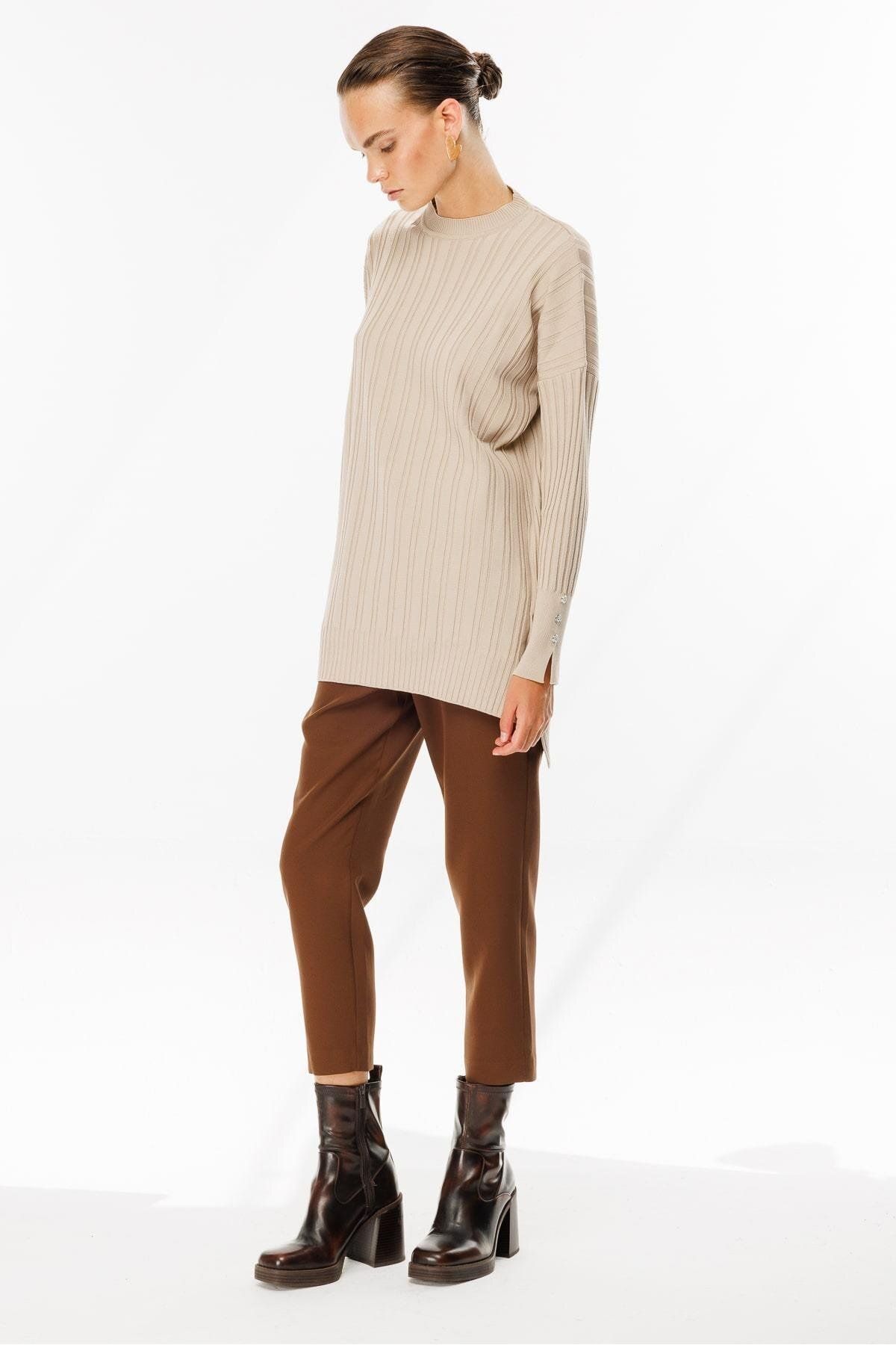 accort-Crew Neck - Stone Knitwear Tunika 2