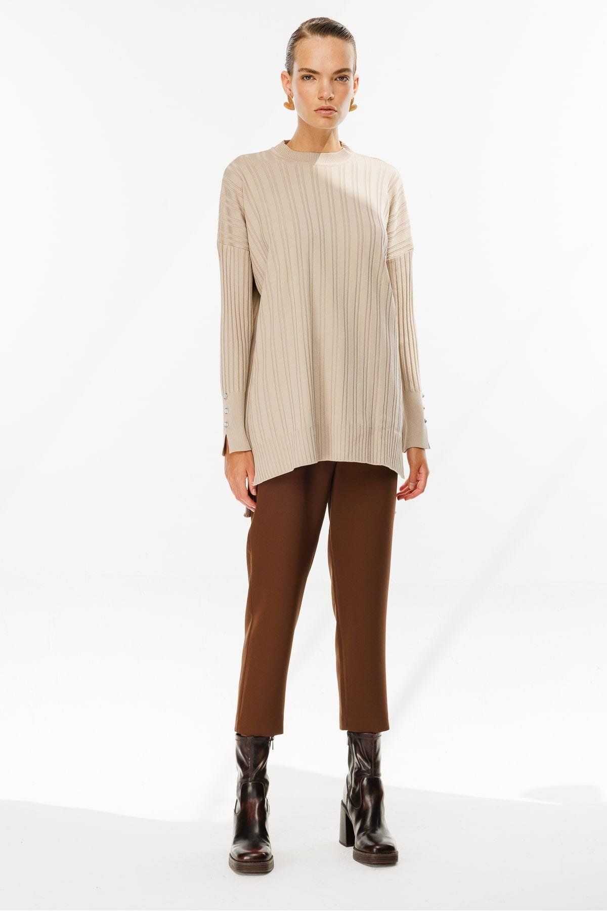 accort-Crew Neck - Stone Knitwear Tunika 6